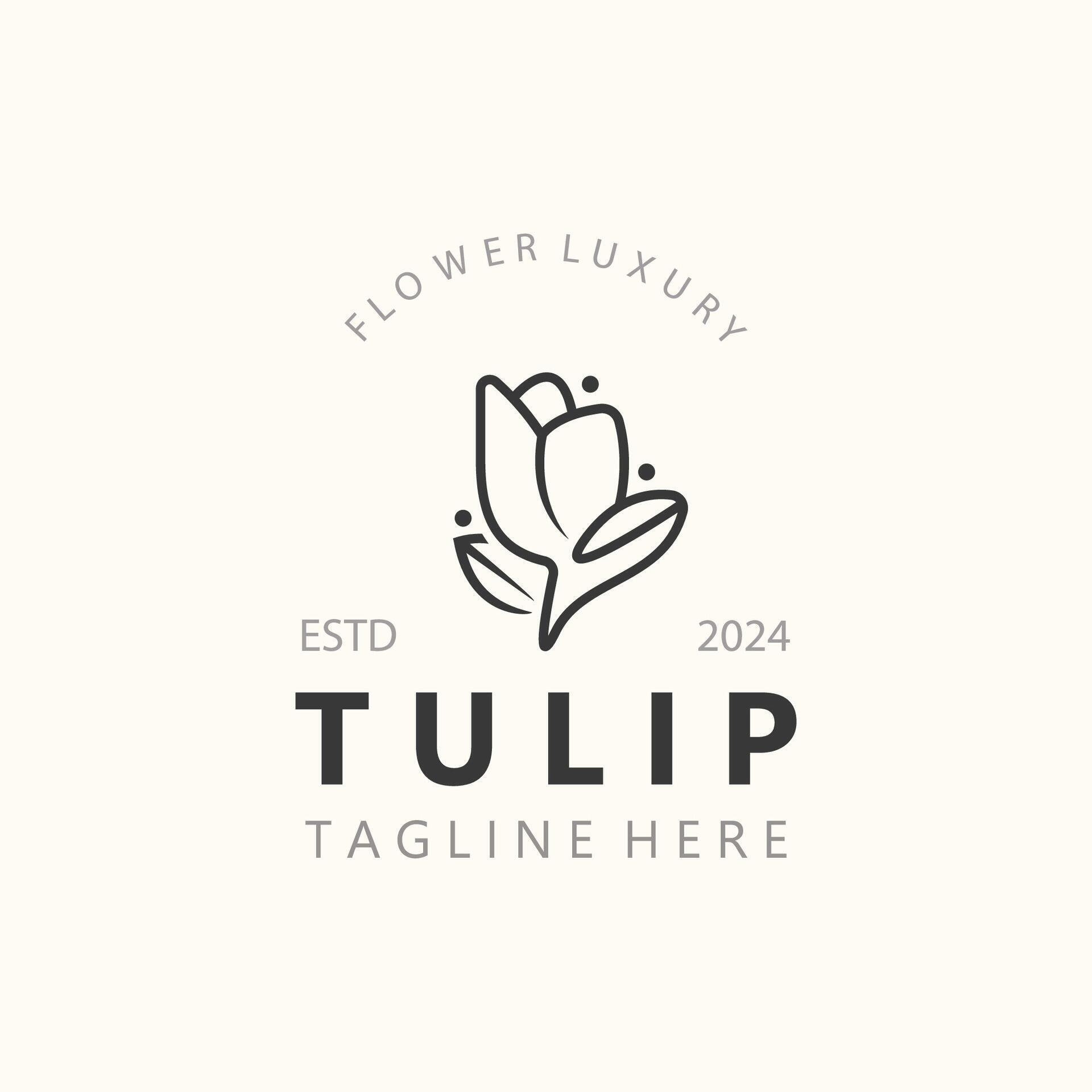 Tulip Flower logo with leaves design, suitable for fashion, beauty spa and boutique emblem business Stock Free