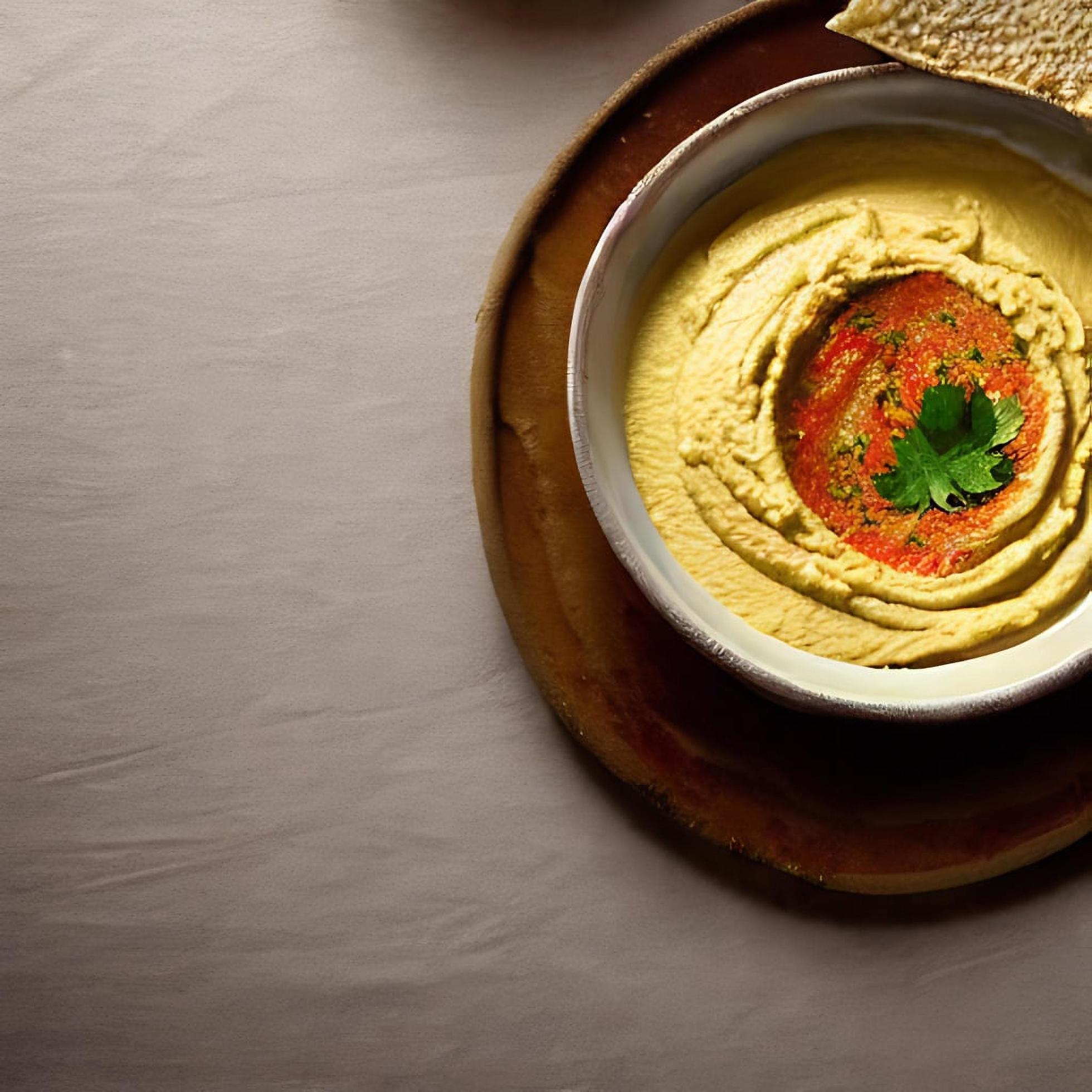 Healthy food. Traditional freshly made organic hummus. Stock Free