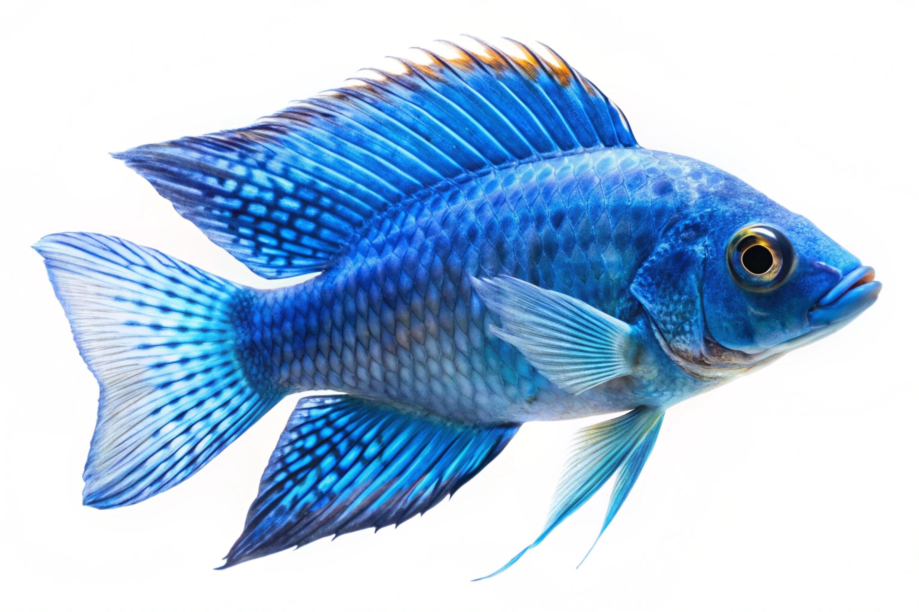 Blue ornamental fish isolated on white background Stock Free