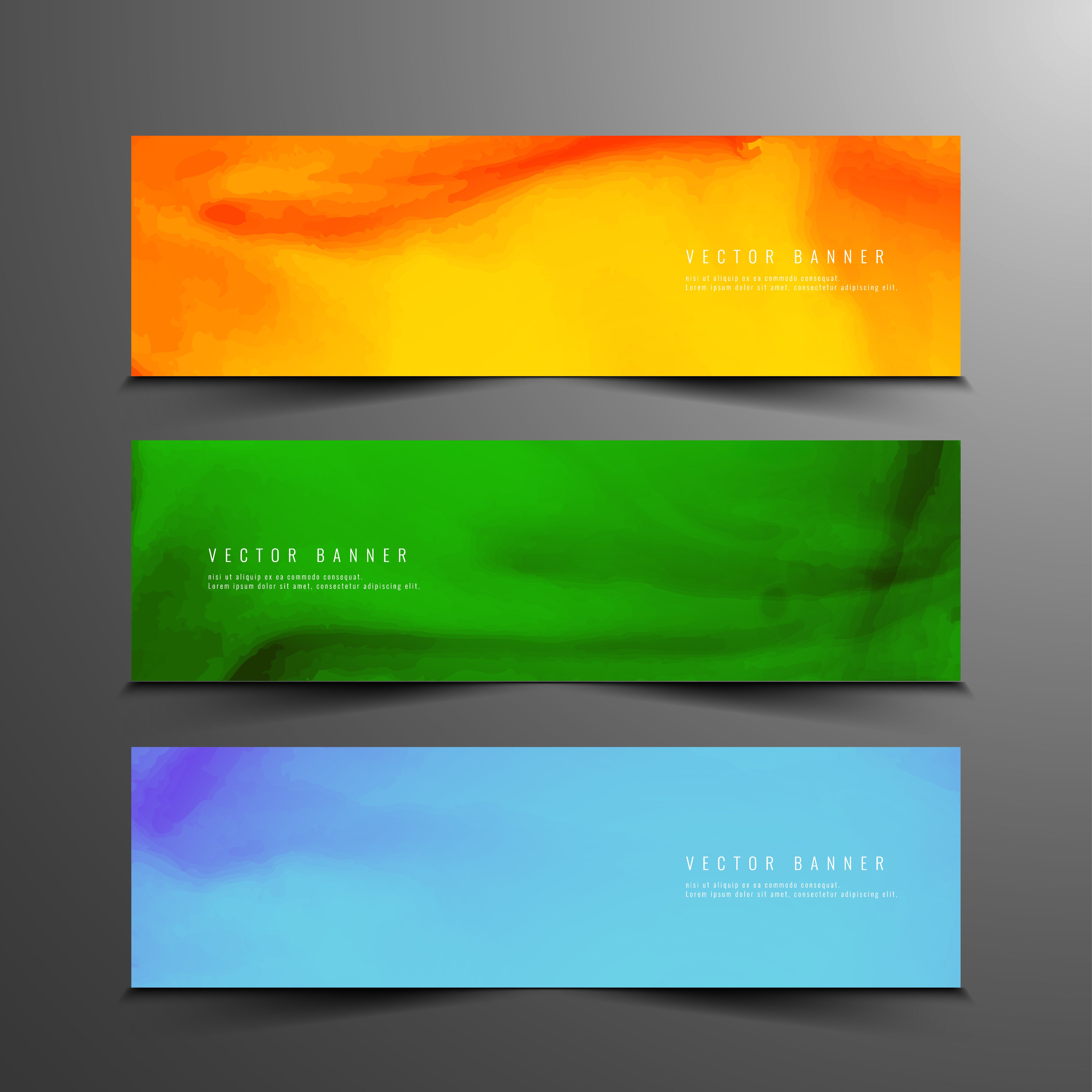 Abstract colorful watercolor modern banners set Free Vector