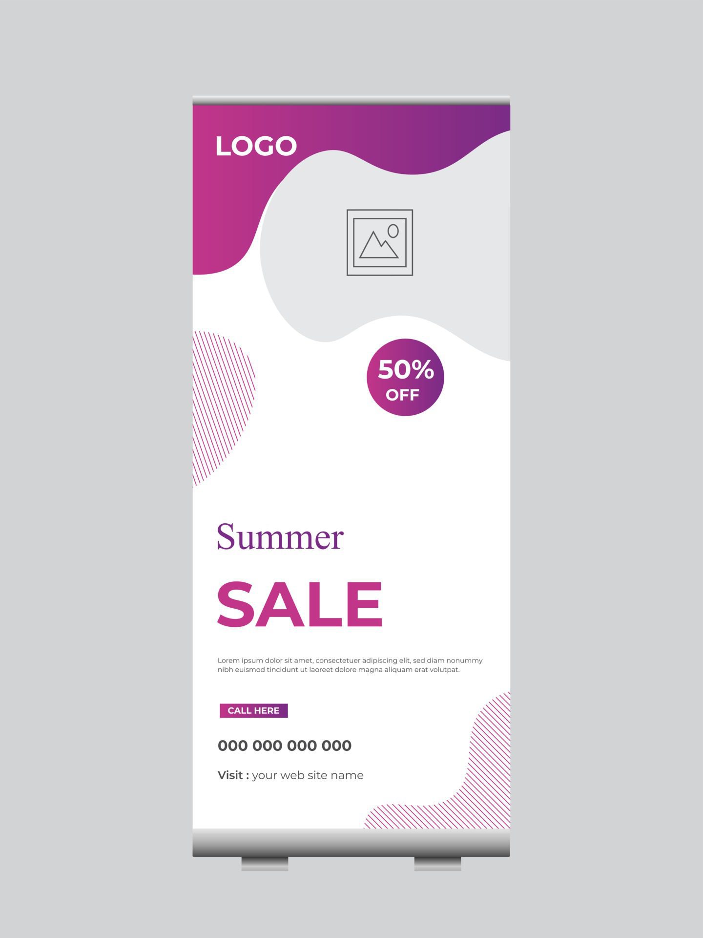 Sale Roll Up Banner. Banner For Summer Sale, Fashion Sale Template Free Vector