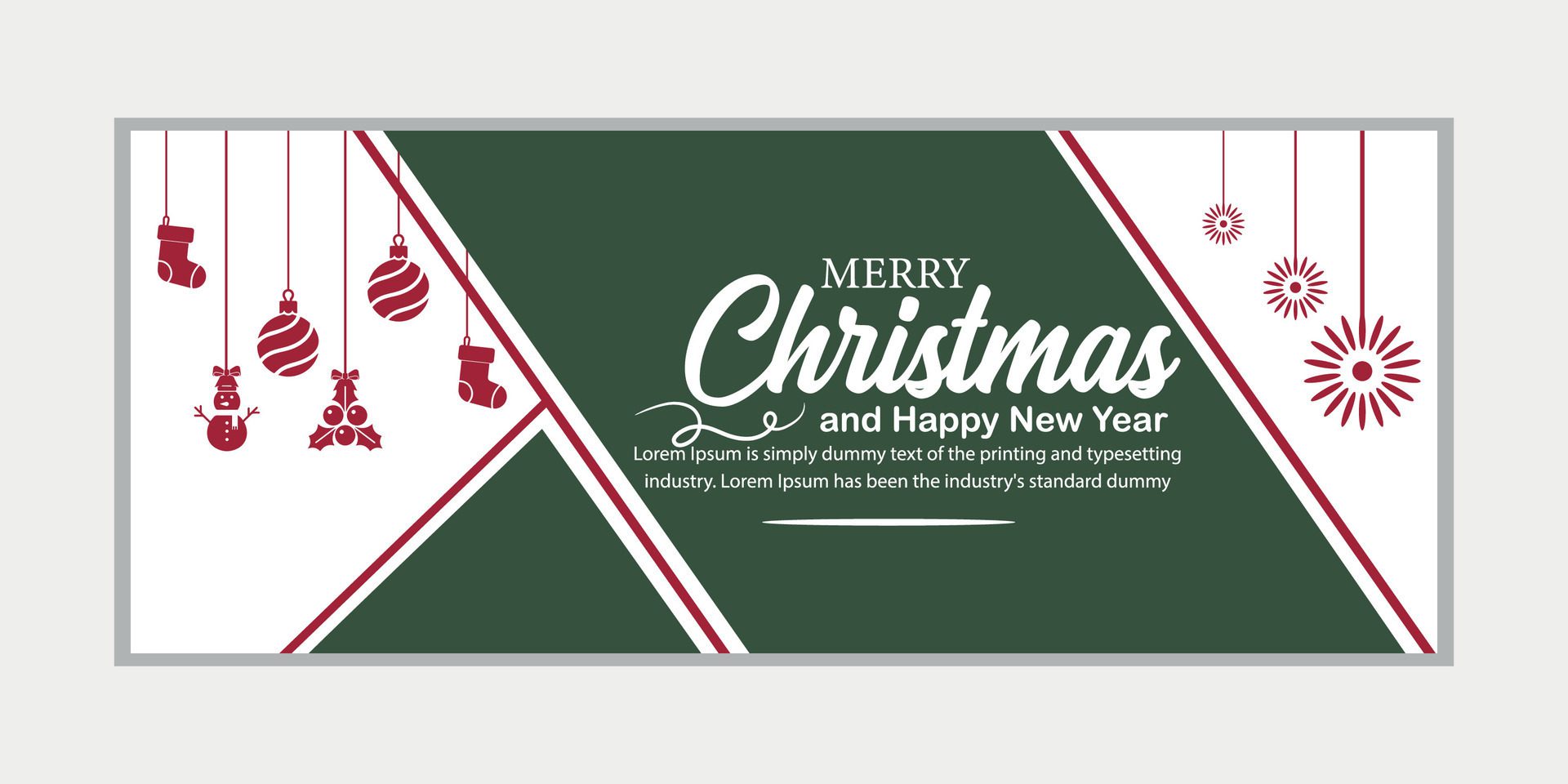 merry christmas banner set and happy new year banner, social media cover and web banner,Merry Christmas design for greeting card, Free Vector