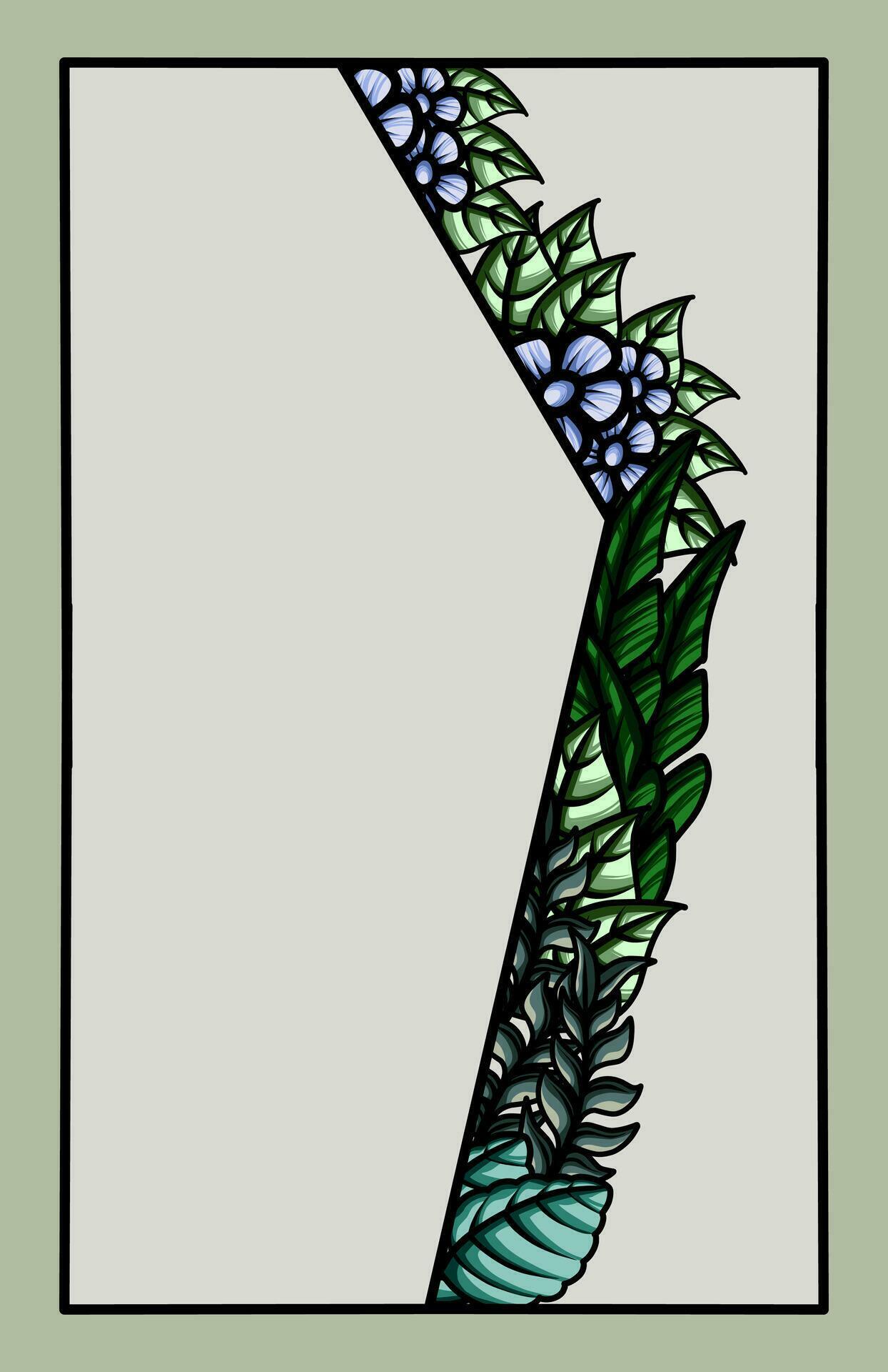 frame the border with an arrangement of leaves and flowers. Vector design Stock Free