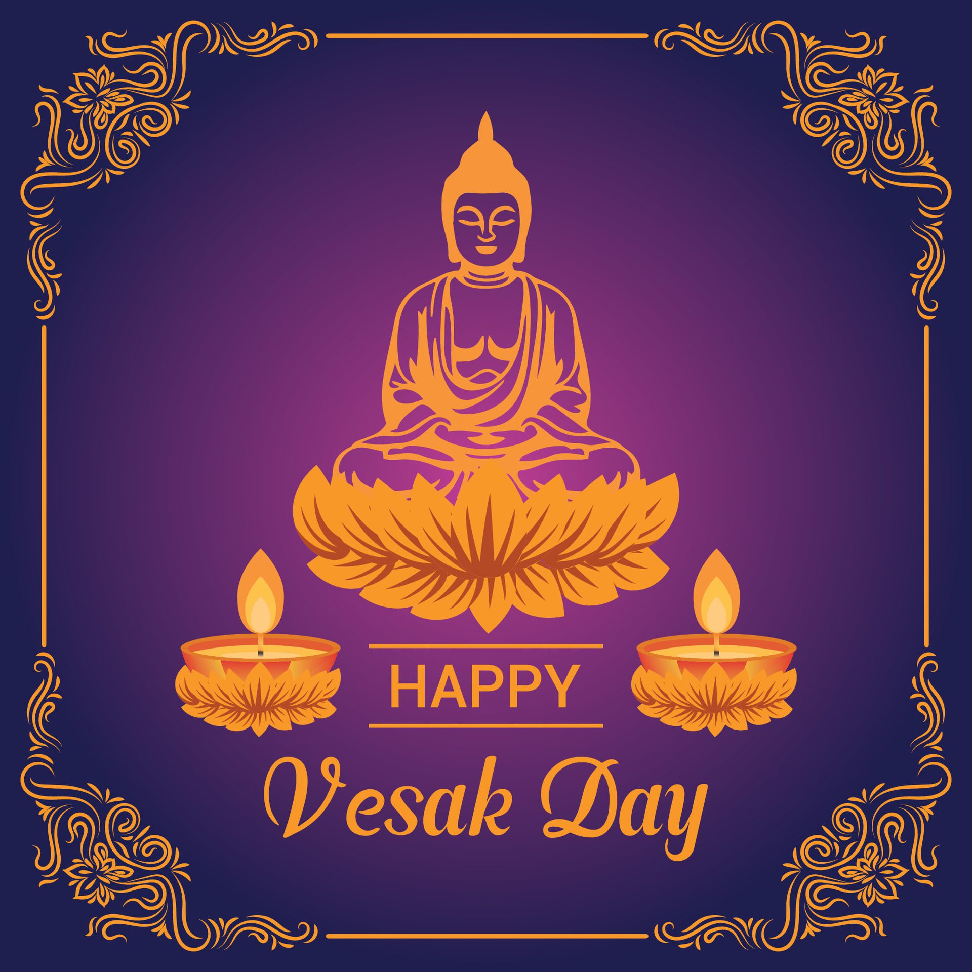 Flat vesak day illustration festival celebration and vesak day Banner Free Vector