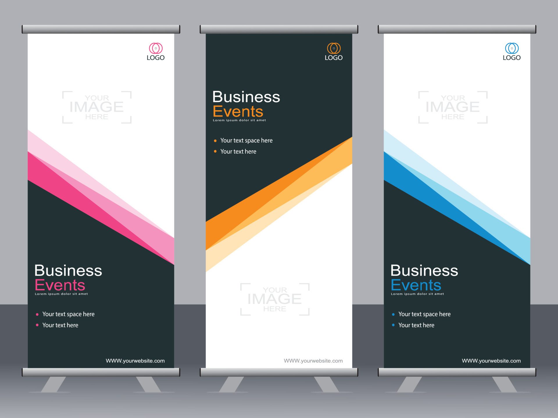 Business banner roll up set standee banner template. Free Vector