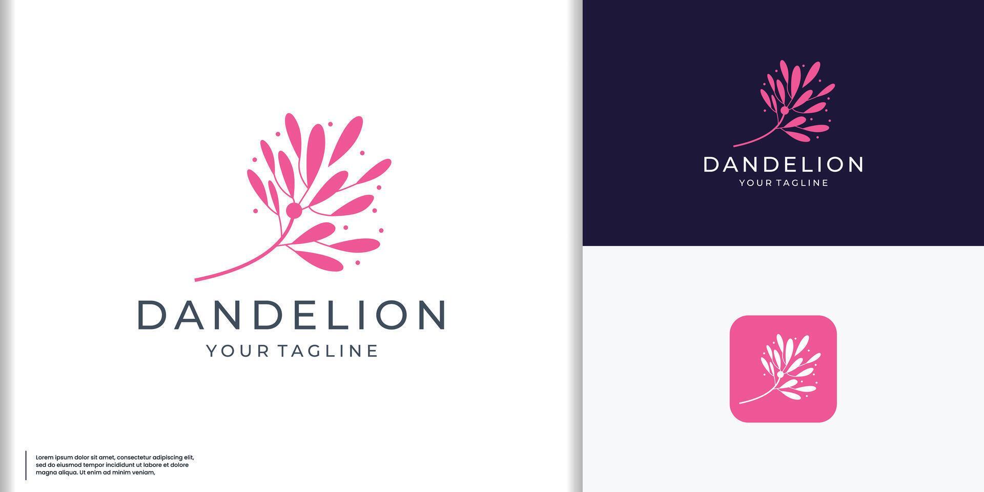 
									Dandelion pink flower logo vector template Stock Free