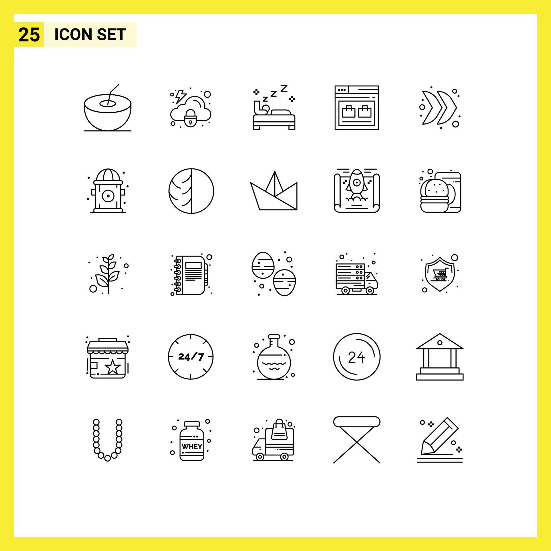 Modern Set of 25 Lines Pictograph of right arrow clean bag web Editable Vector Design Elements Stock Free