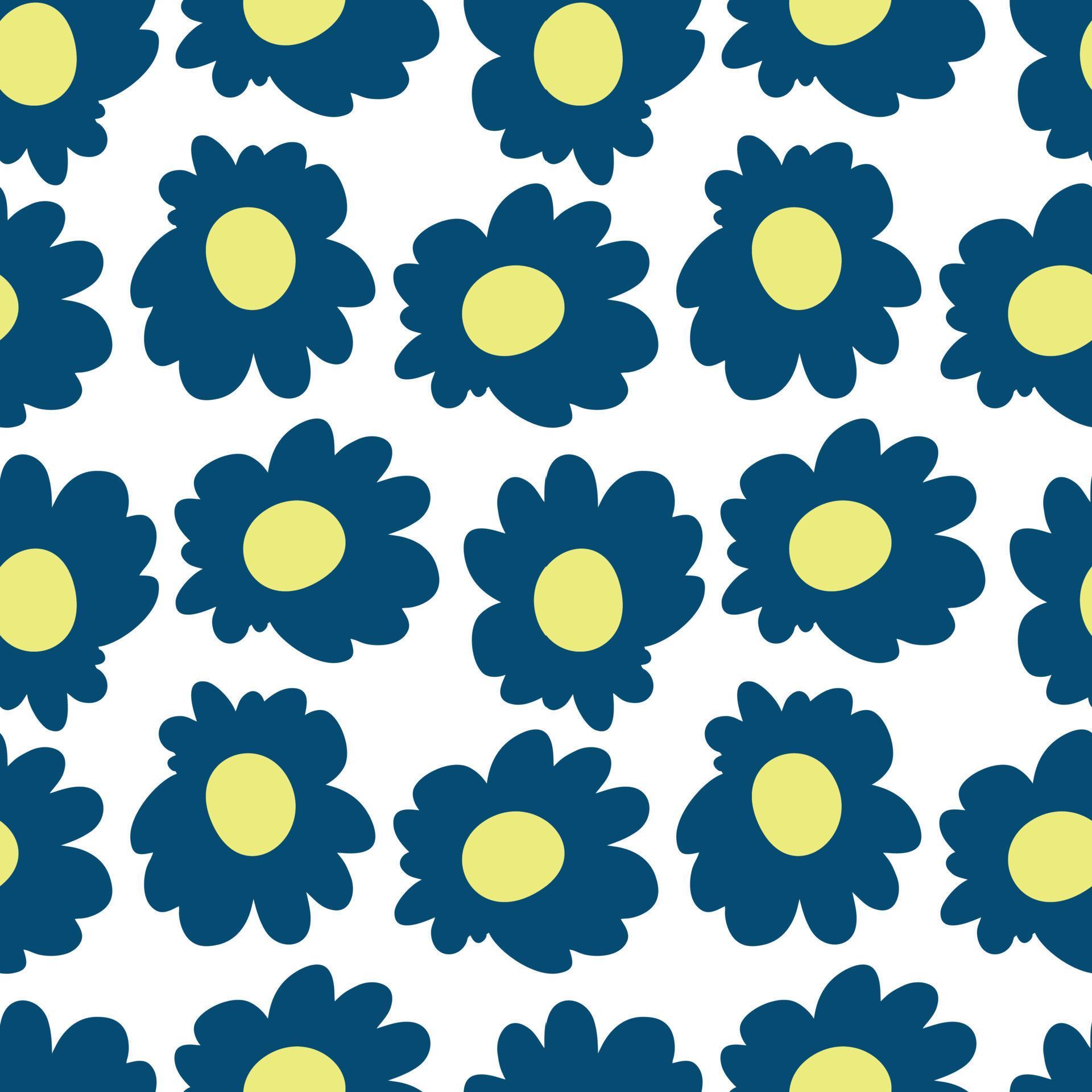 seamles flower pattern illustration vector in retro hand drawn style Stock Free