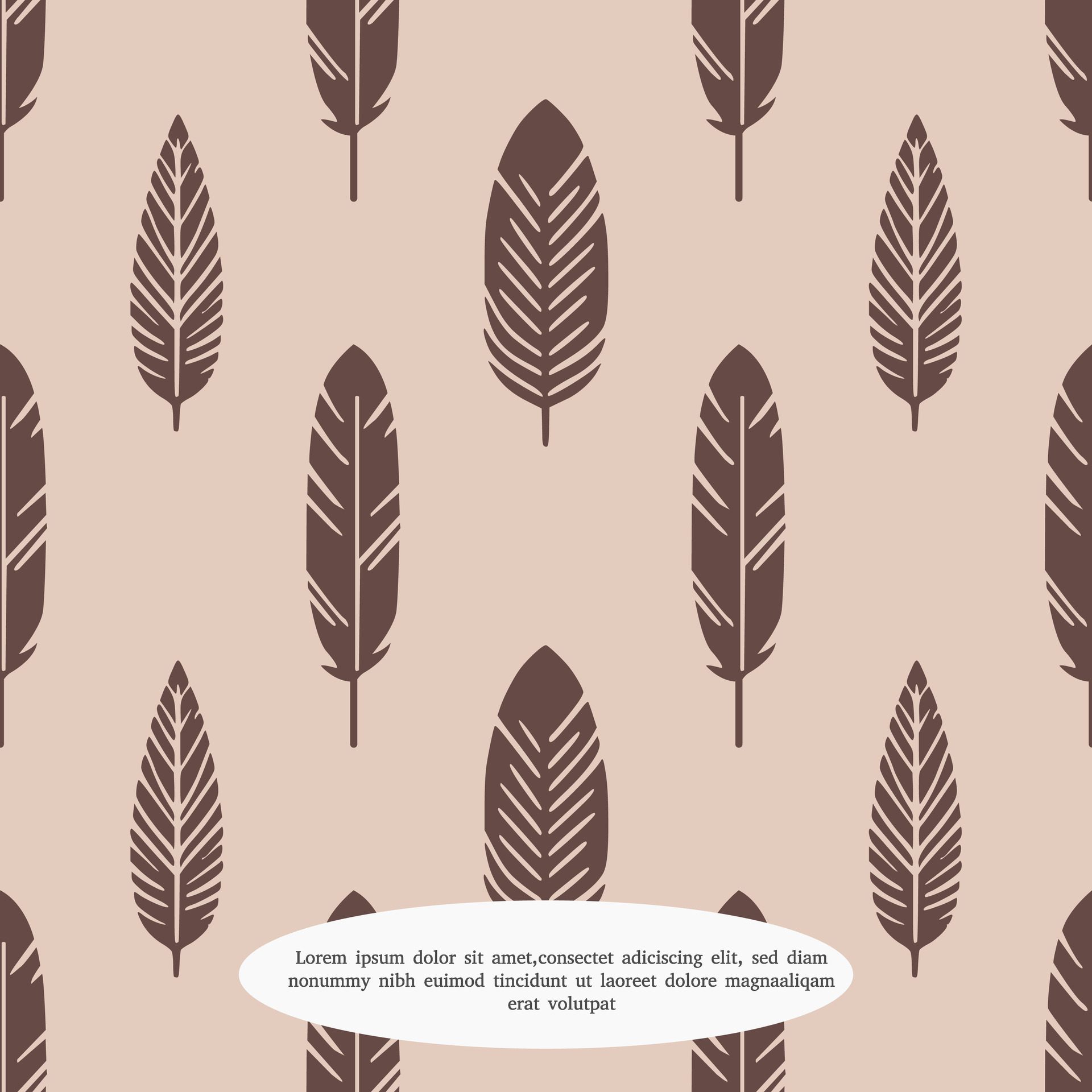 seamless pattern of bird feathers on a brown background Free Vector