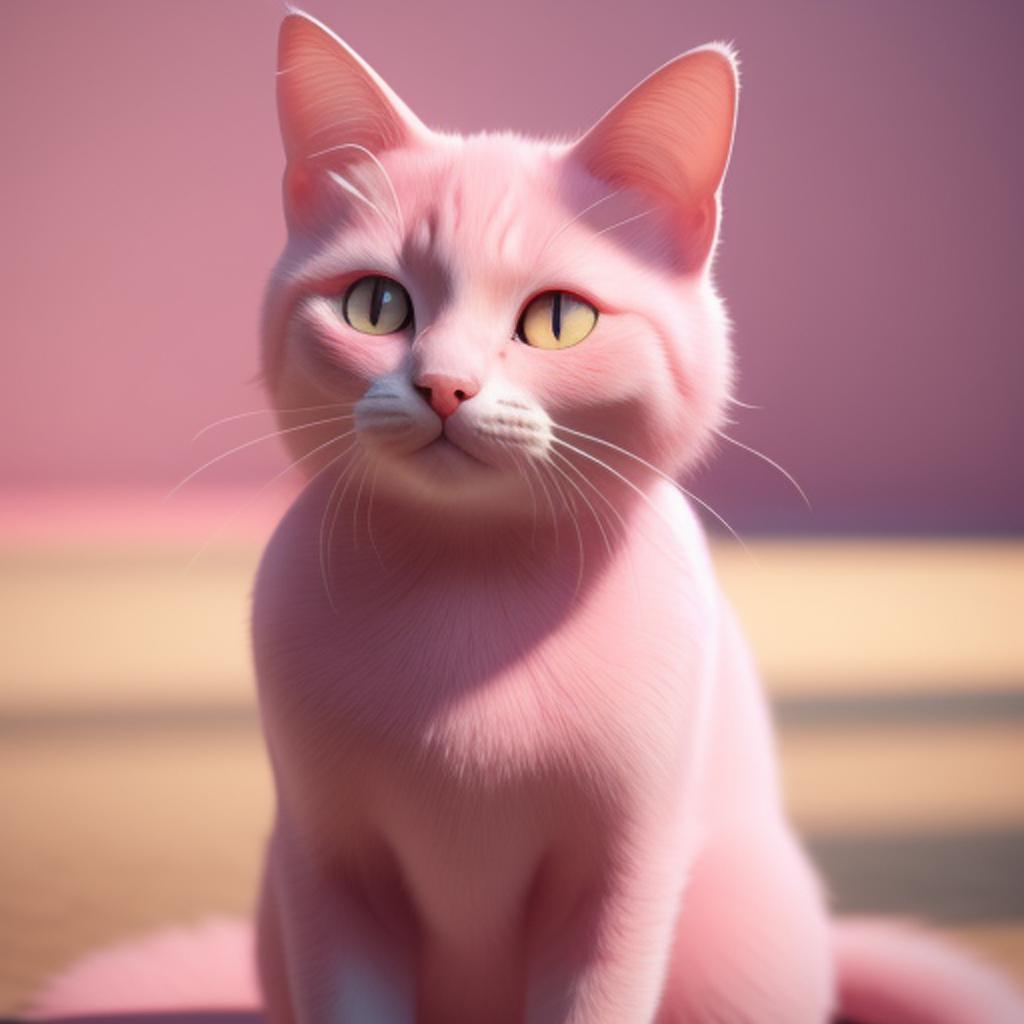 Cute pink cat portrait, by @ai_generated