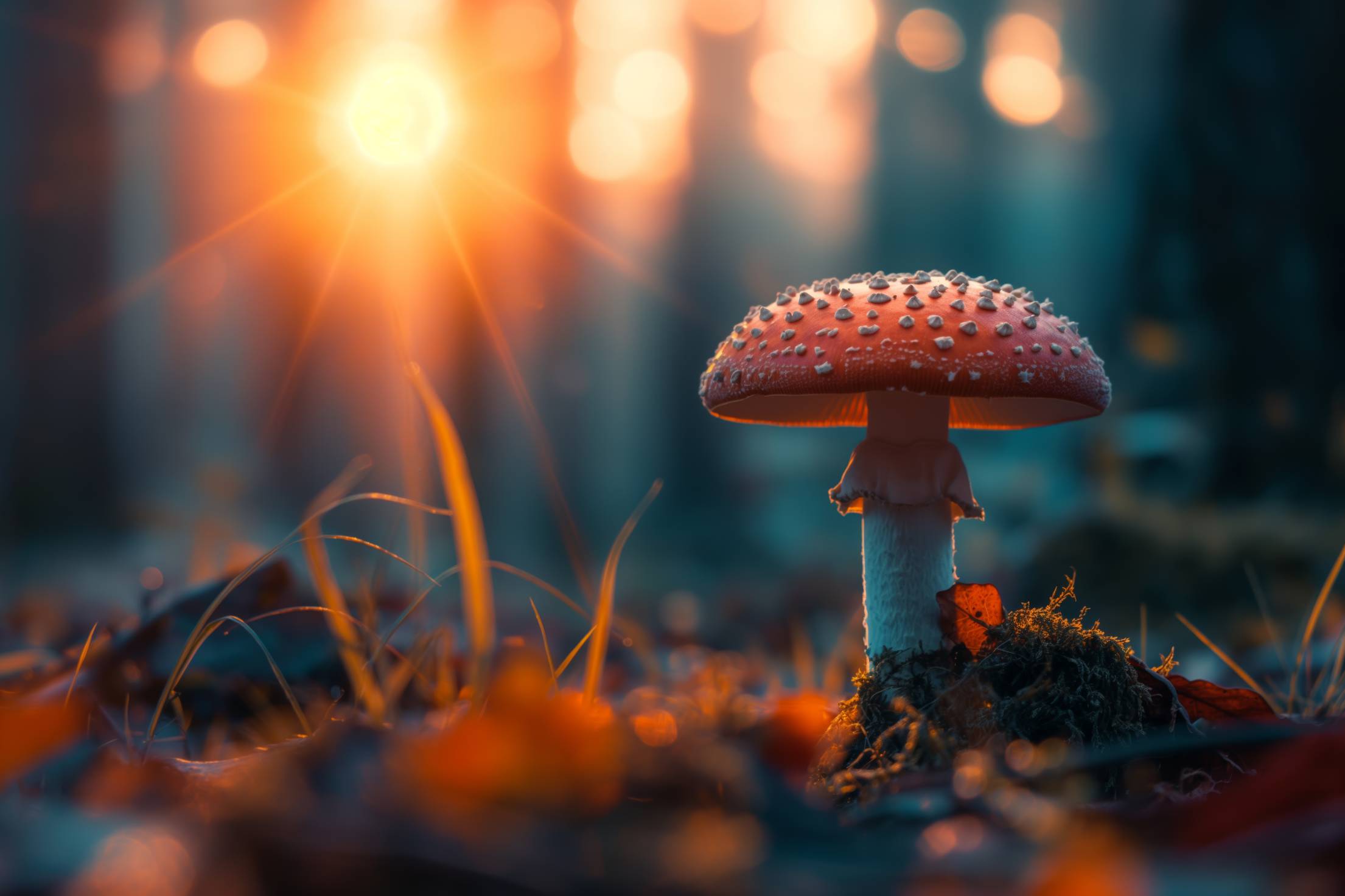 Red Amanita Mushroom in the Forest Stock Free