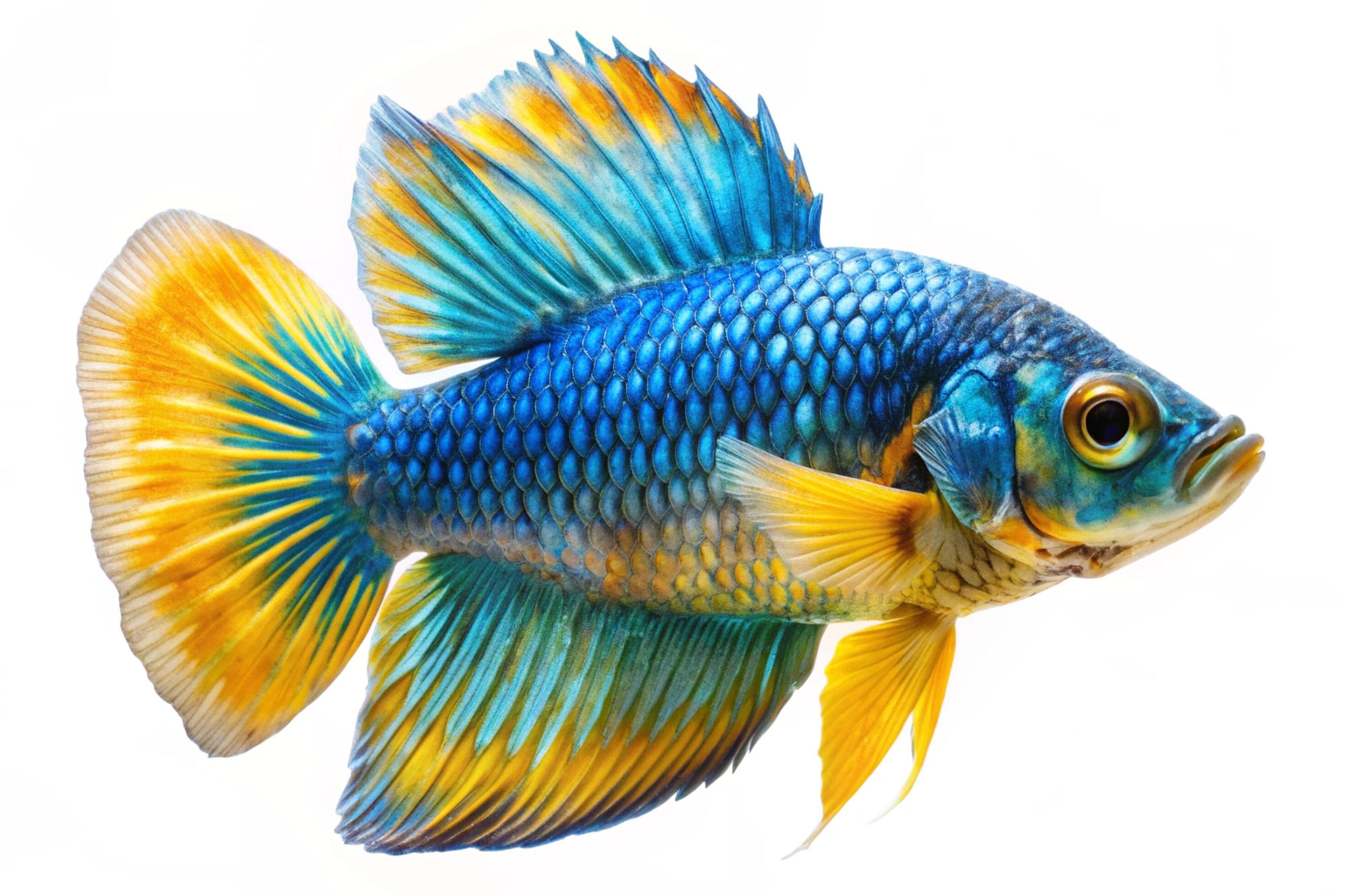 Blue ornamental fish isolated on white background Stock Free