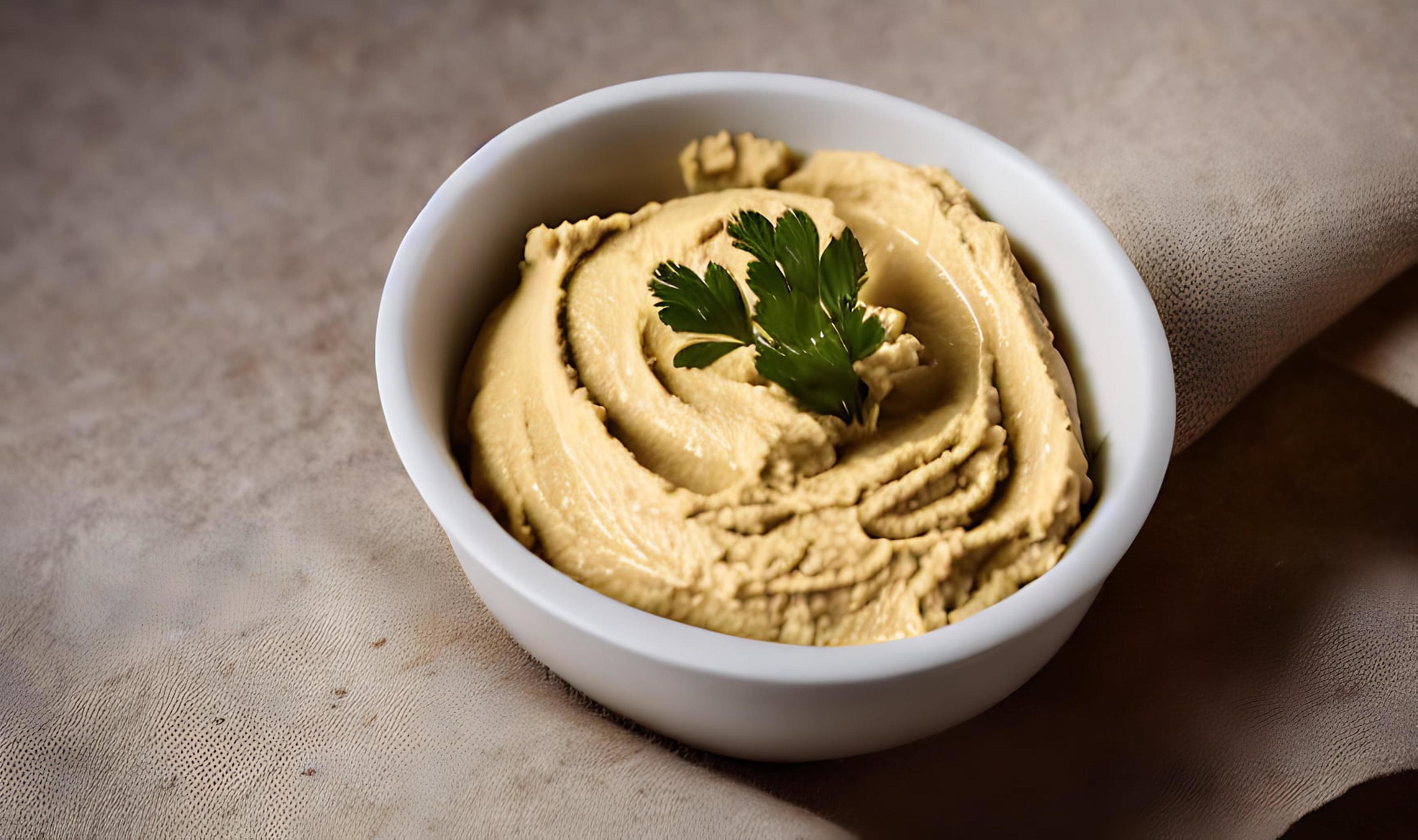 Healthy food. Traditional freshly made organic hummus. Stock Free