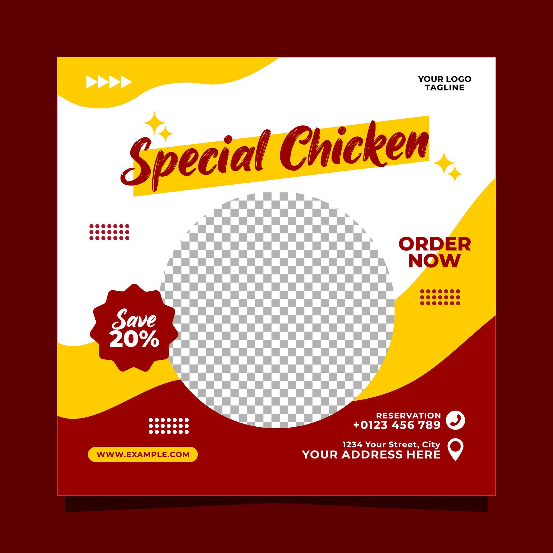 Special Chicken social media post banner square vector template Free Vector