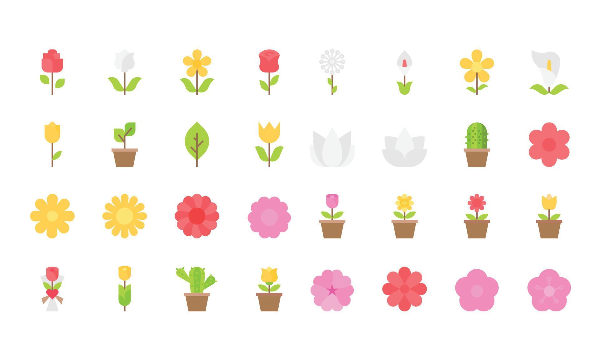 flower icons vector illustrator, floral, rose, cactus Stock Free