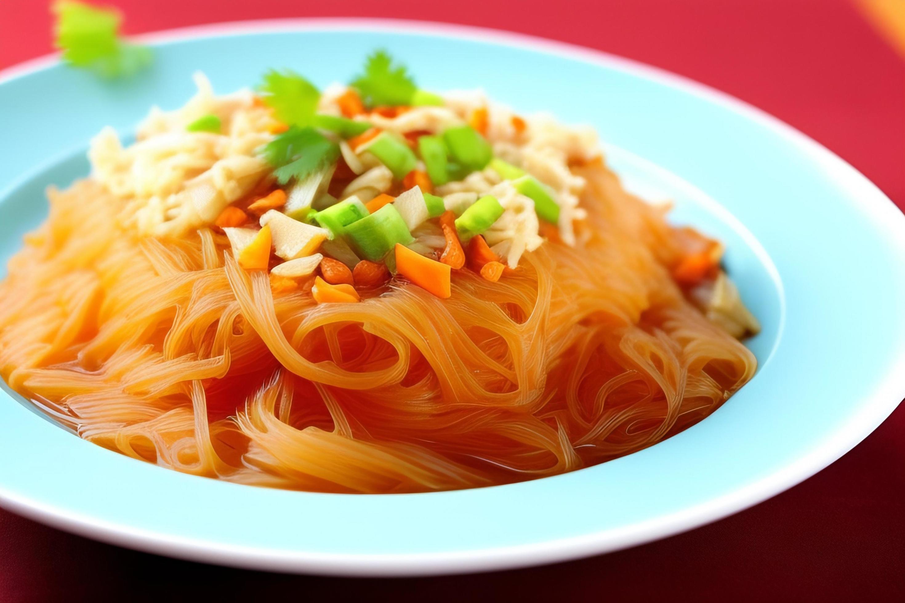 Delicious noodles. Fast food meal with appetizing pasta and chopsticks. Stock Free