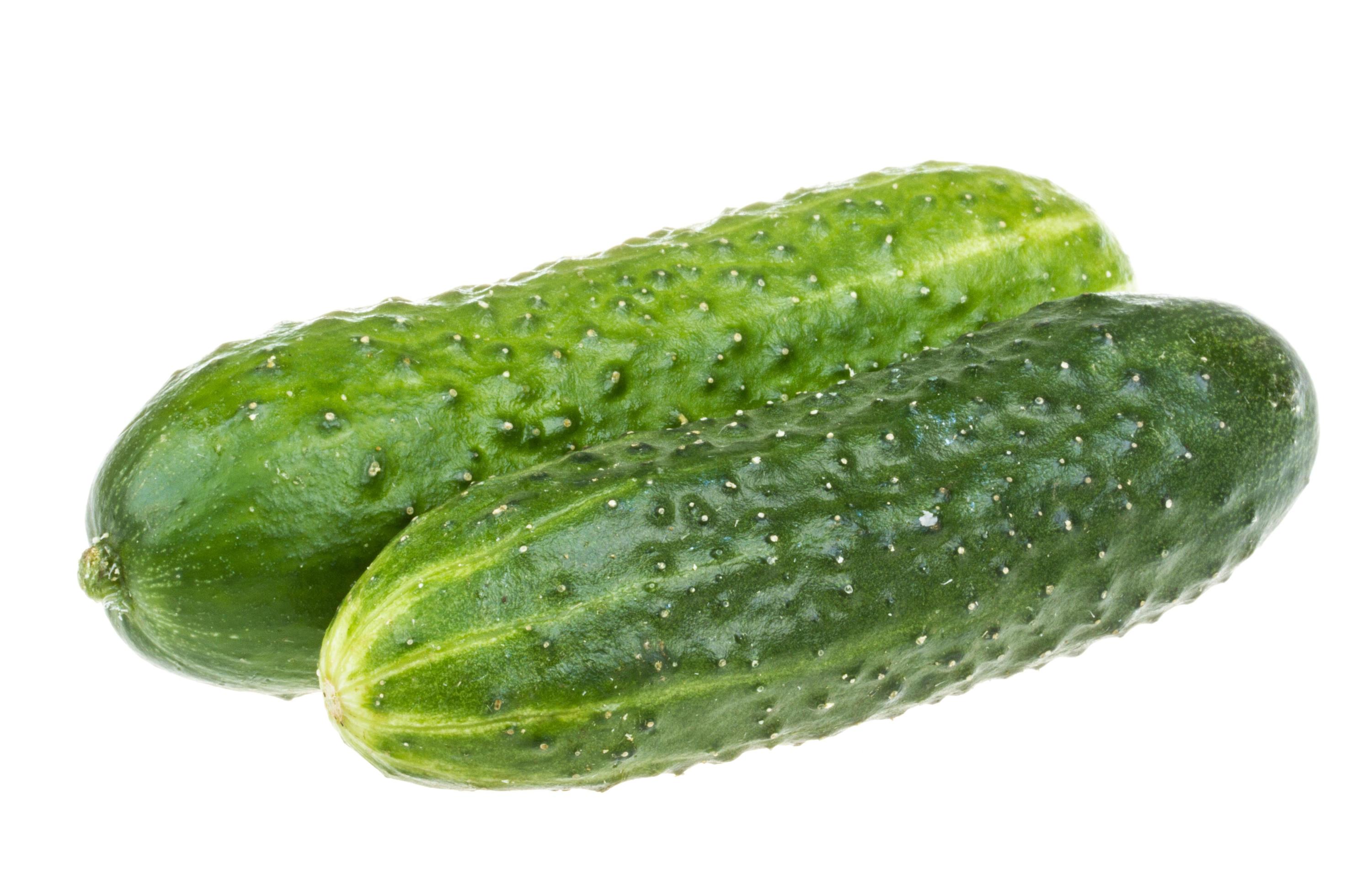 Healthy food. The green cucumbers isolated on white background Stock Free