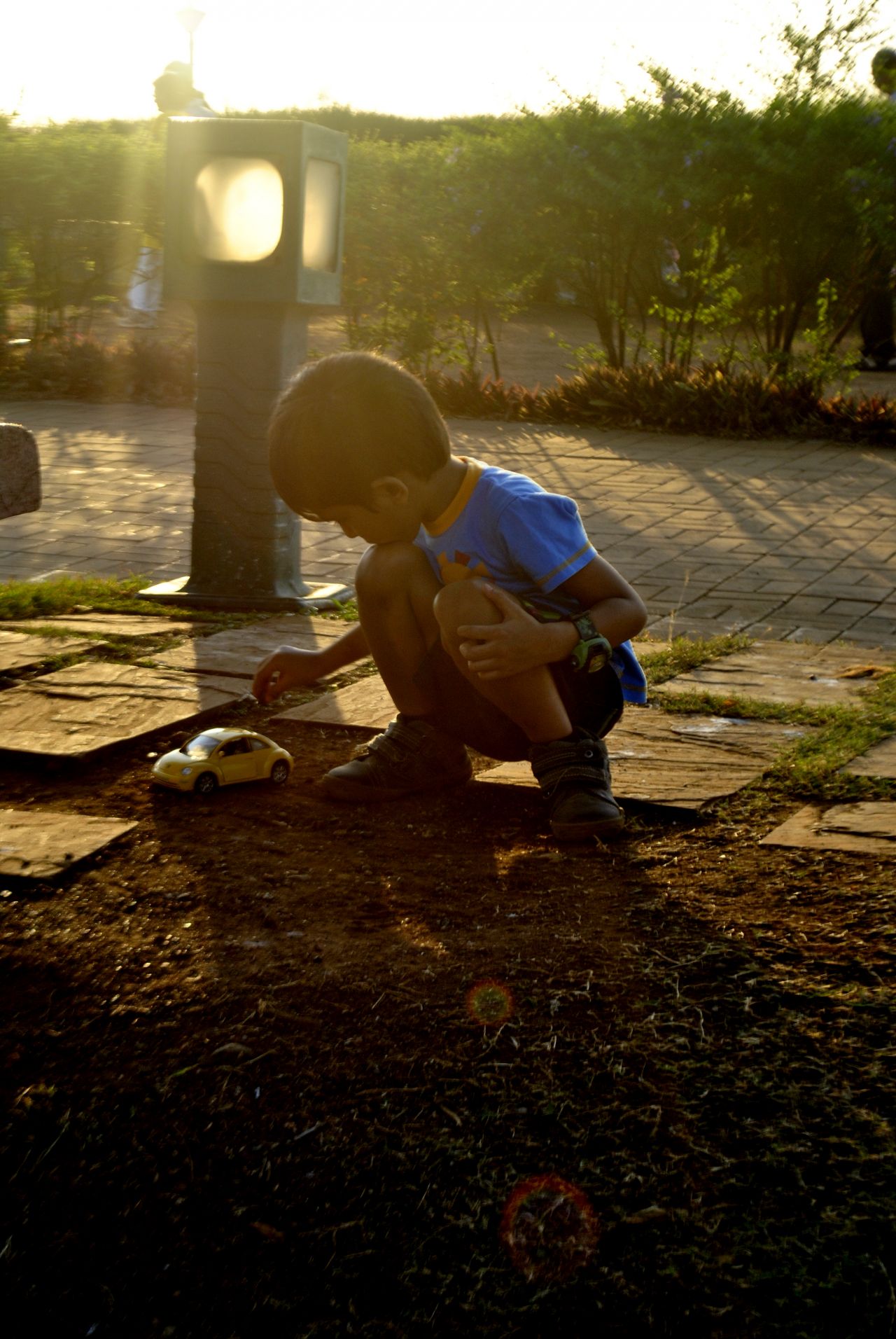 Child Playing Car Stock Free