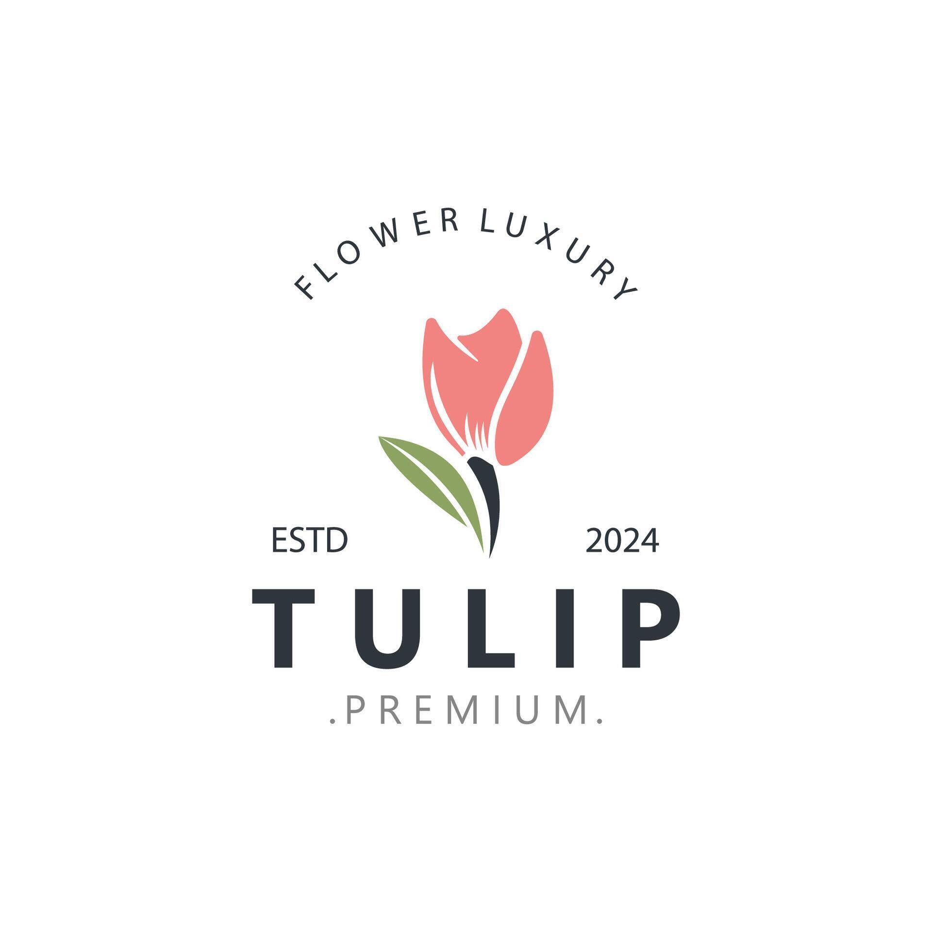 Tulip Flower logo with leaves design, suitable for fashion, beauty spa and boutique emblem business Stock Free