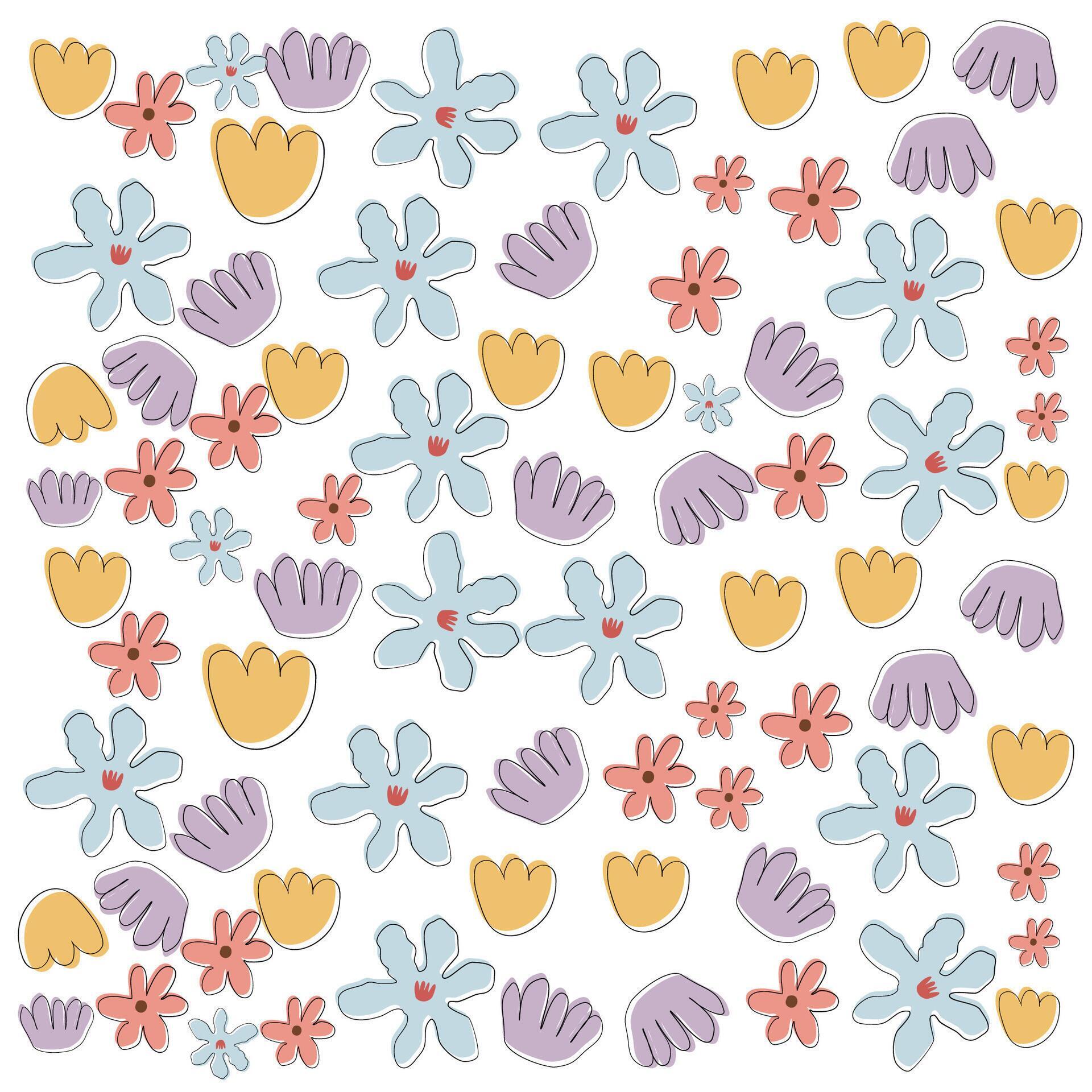 Hand drawn pastel childish abstract flowers pattern for fabric, textile, wallpaper Stock Free