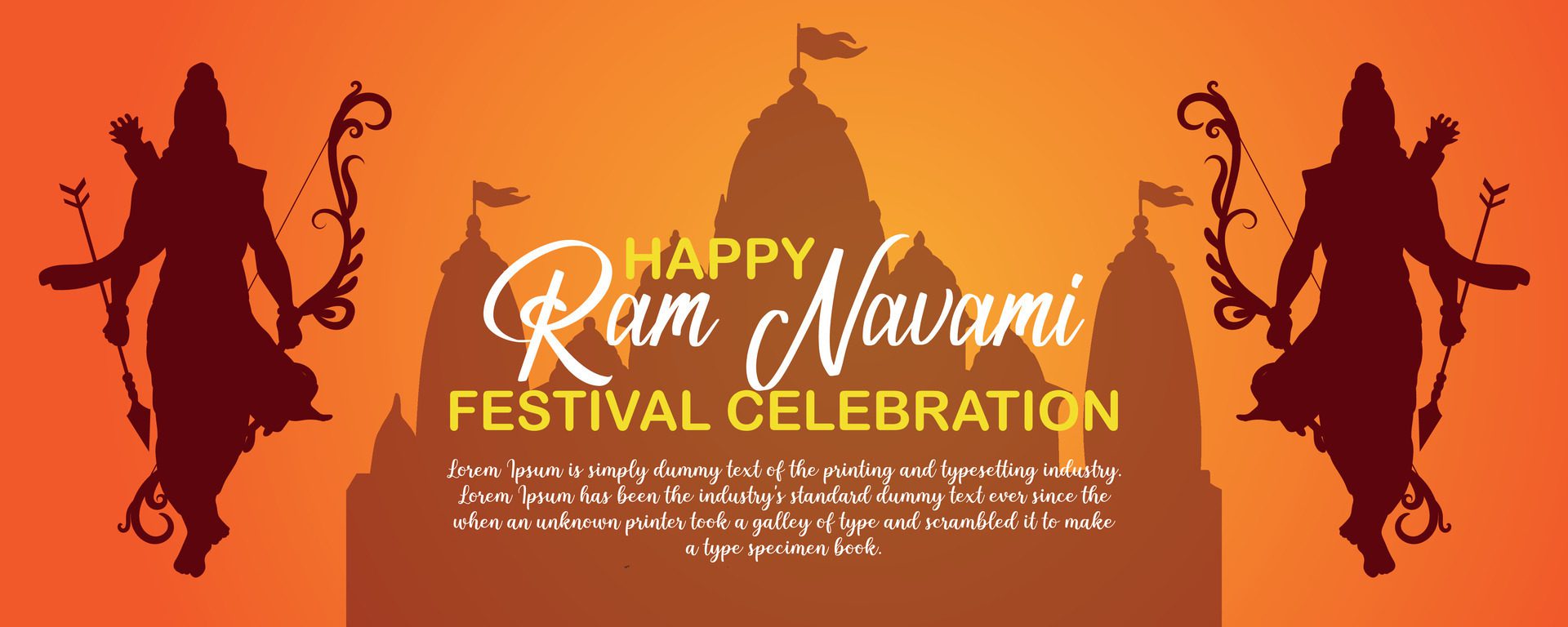 Happy Ram Navami cultural Banner Hindu festival vertical post wishes celebration card Ram Navami celebration background Free Vector