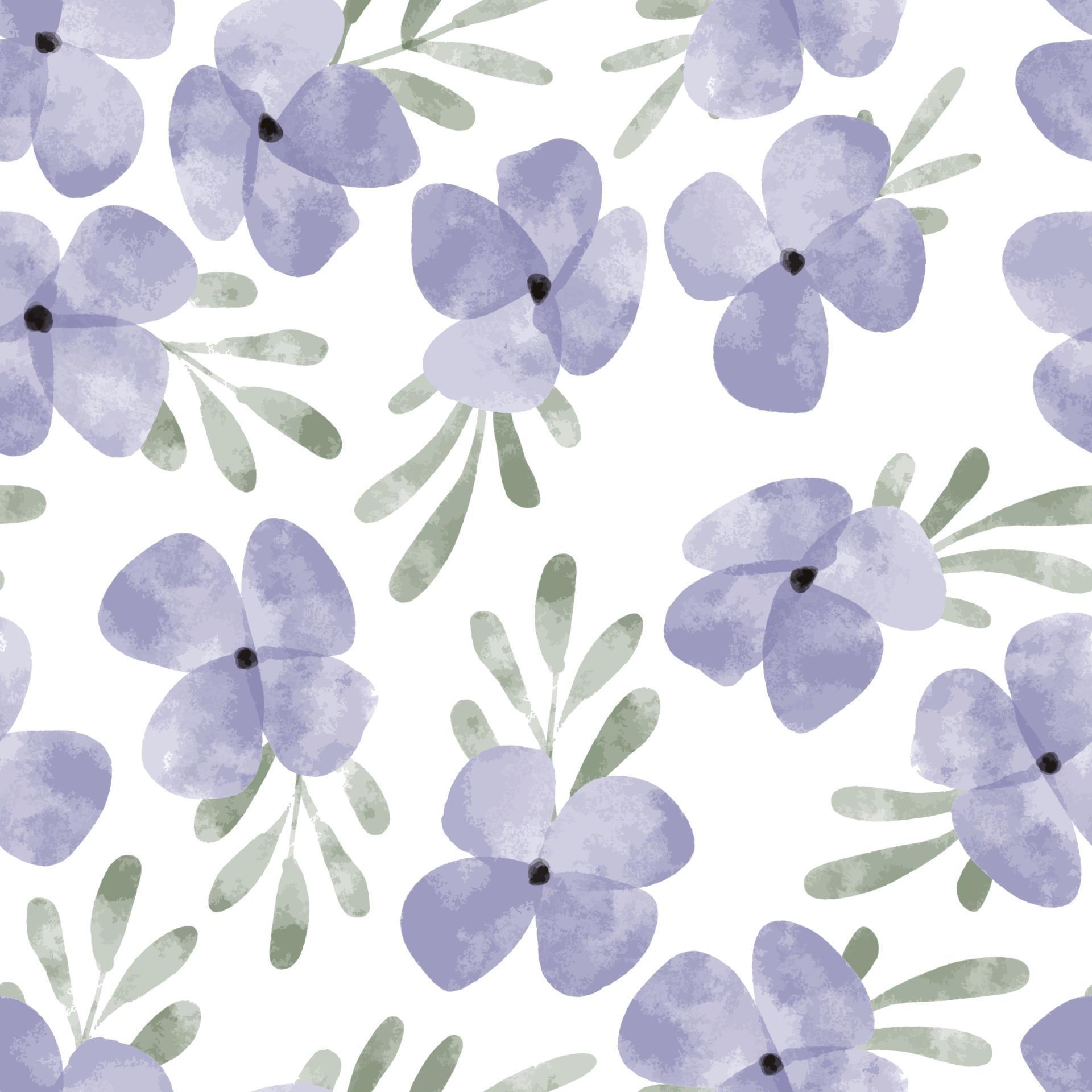 watercolor cute purple petal flower seamless pattern Stock Free