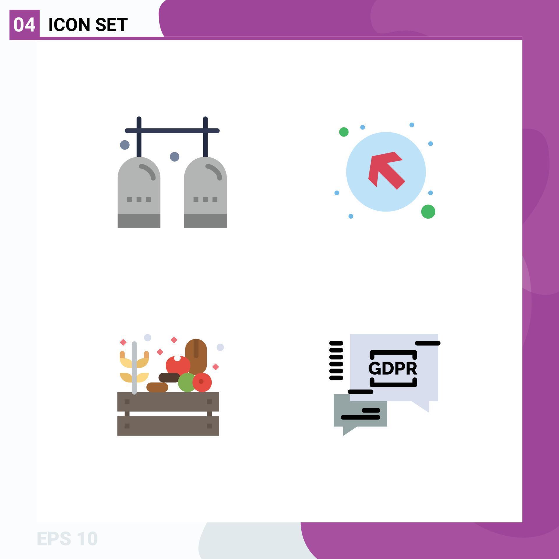 User Interface Pack of 4 Basic Flat Icons of activities farm gas arrows food Editable Vector Design Elements Stock Free