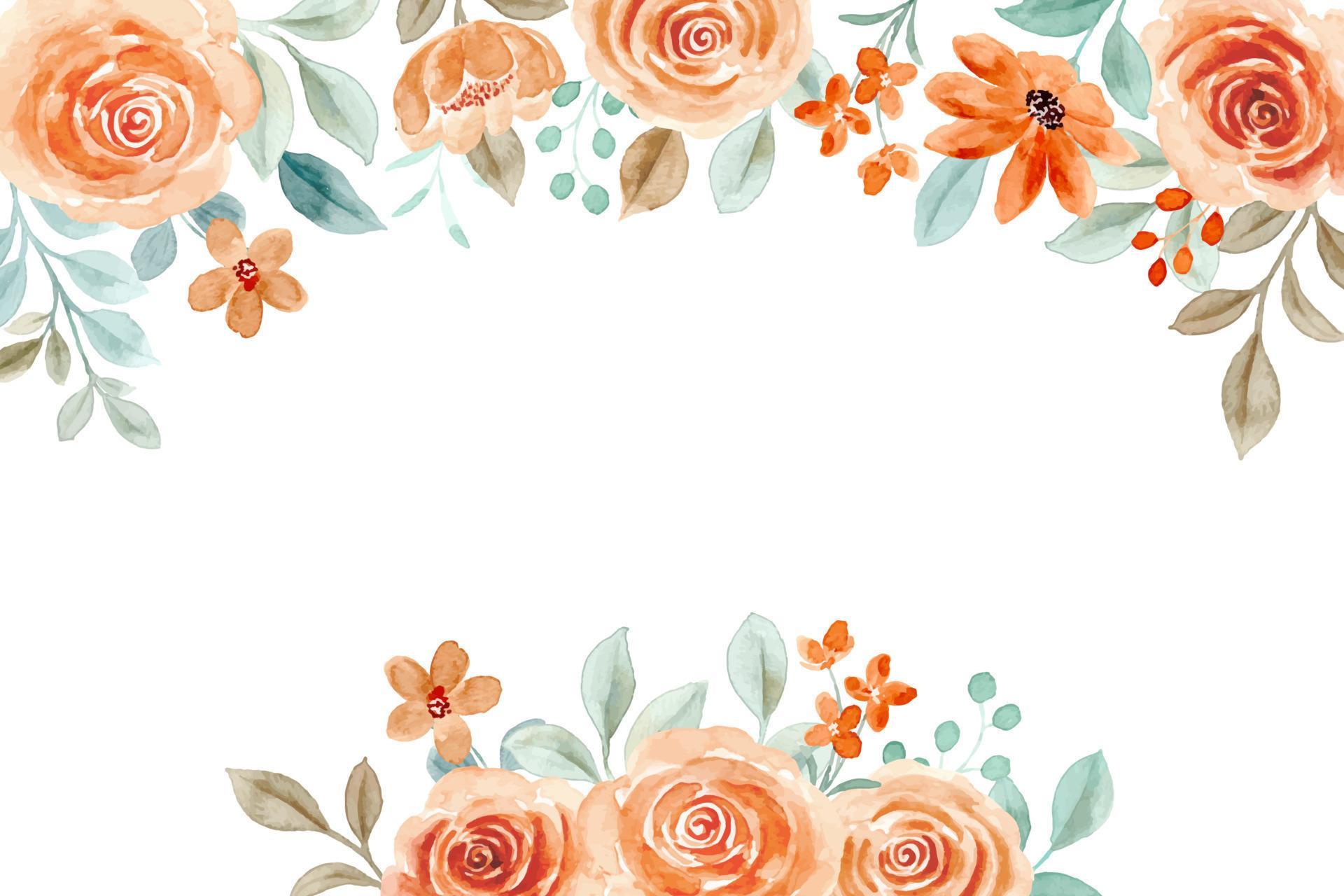 Rose flower border with watercolor for wedding, birthday, card, background, invitation, wallpaper, sticker, decoration etc. Stock Free