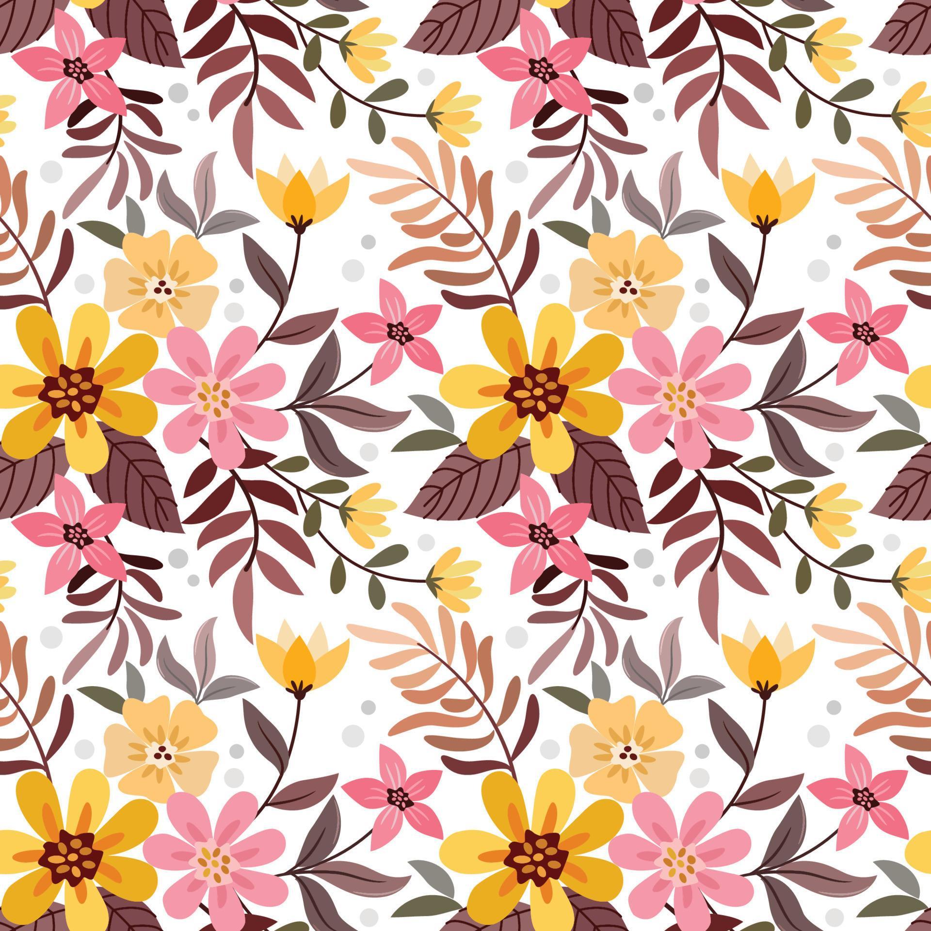 Colorful hand draw flowers seamless pattern. Stock Free