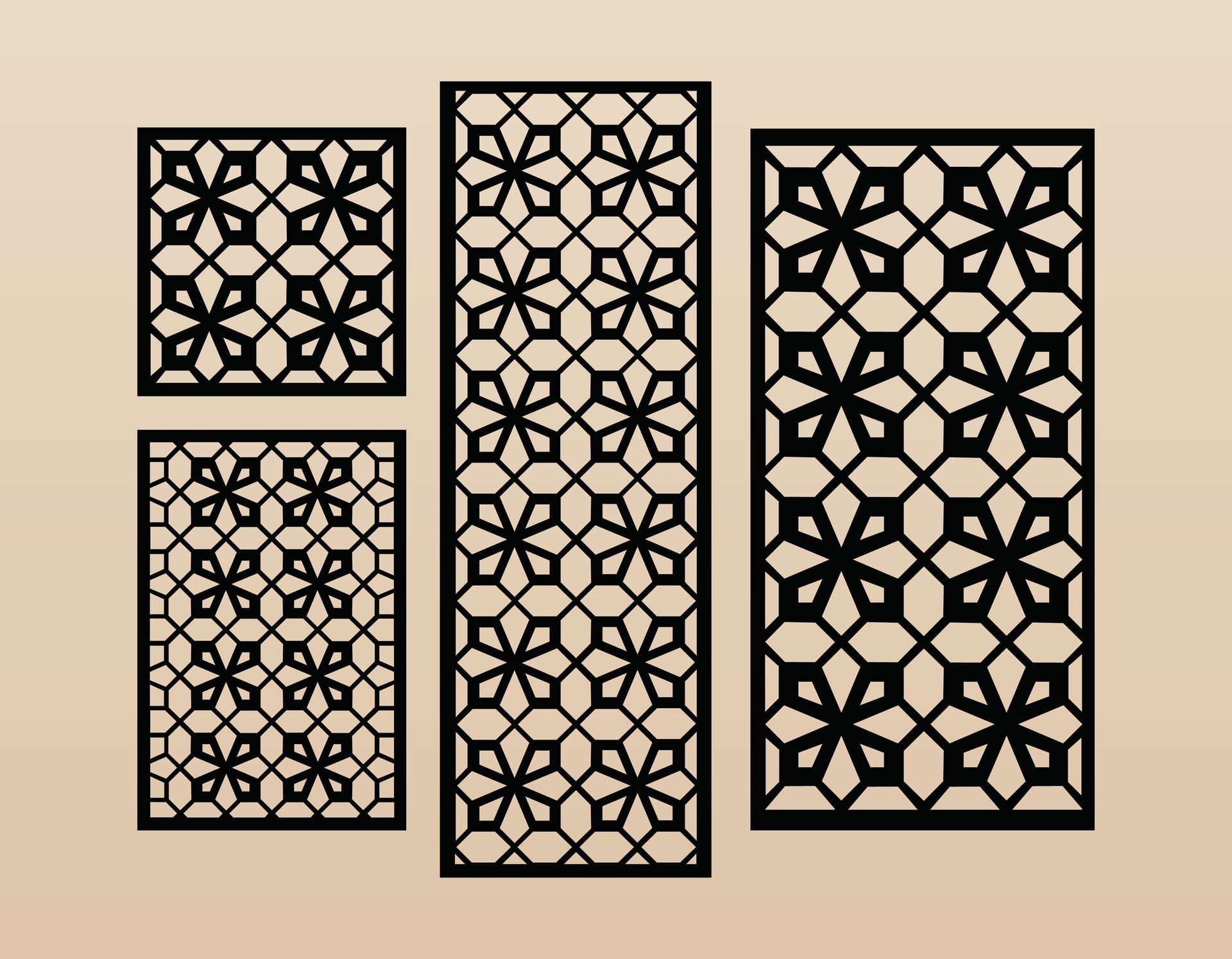 Laser and cnc cutting panels template. Decorative die cut pattern Free Vector