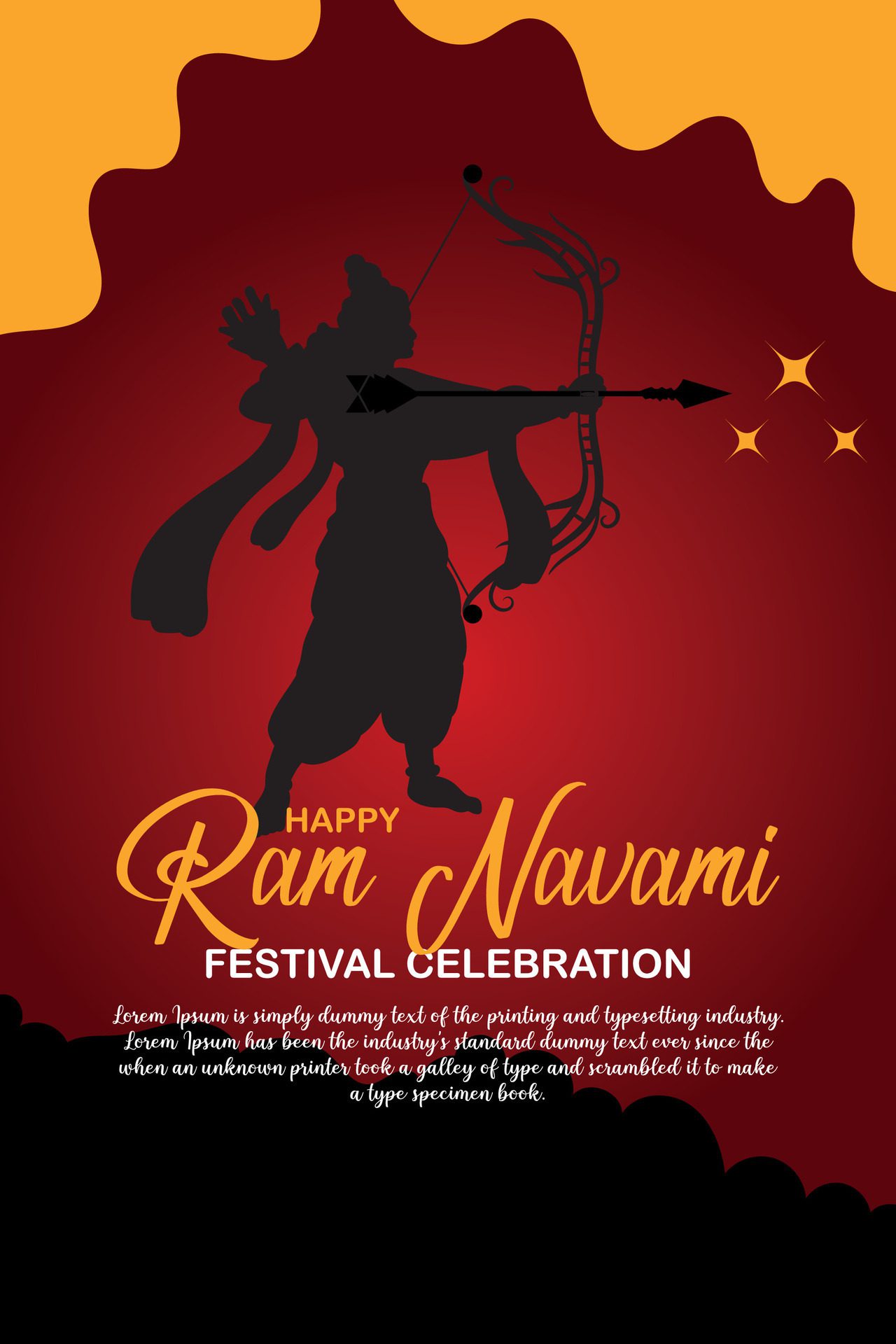 Happy Ram Navami cultural Banner Hindu festival vertical post wishes celebration card Ram Navami celebration background Free Vector