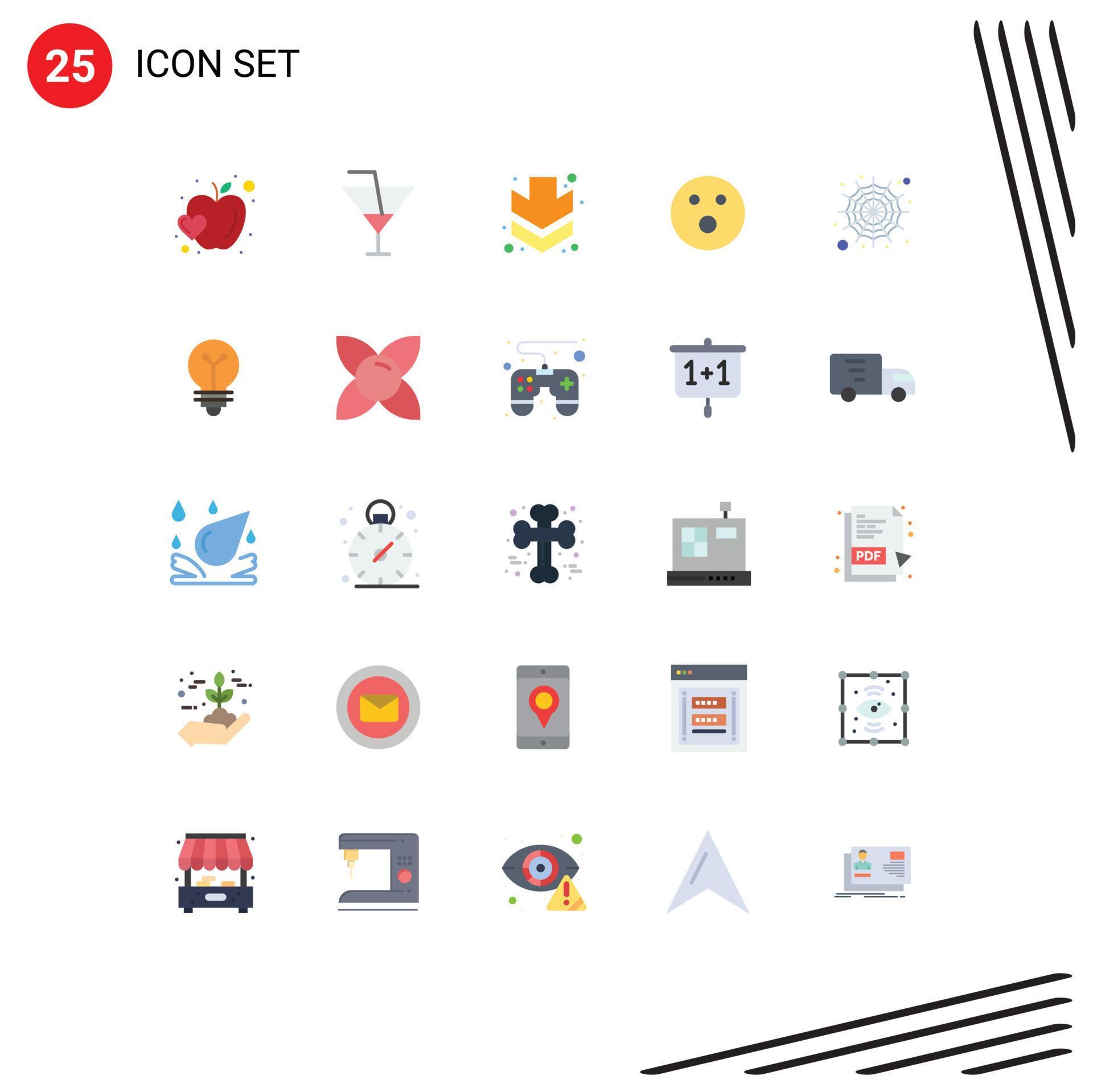 Modern Set of 25 Flat Colors and symbols such as web malware arrow game folf Editable Vector Design Elements Stock Free