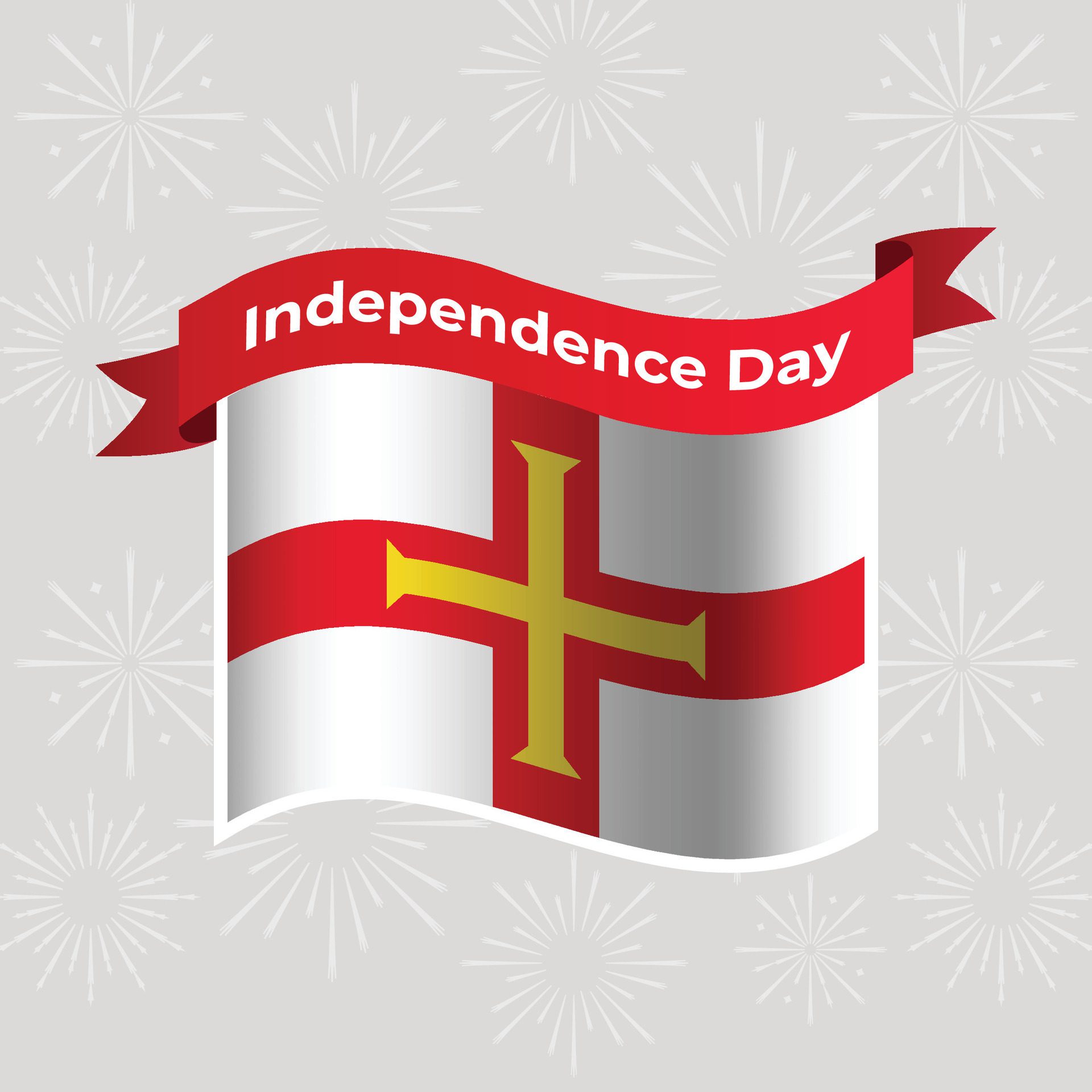 Guernsey Wavy Flag Independence Day Banner Background Free Vector