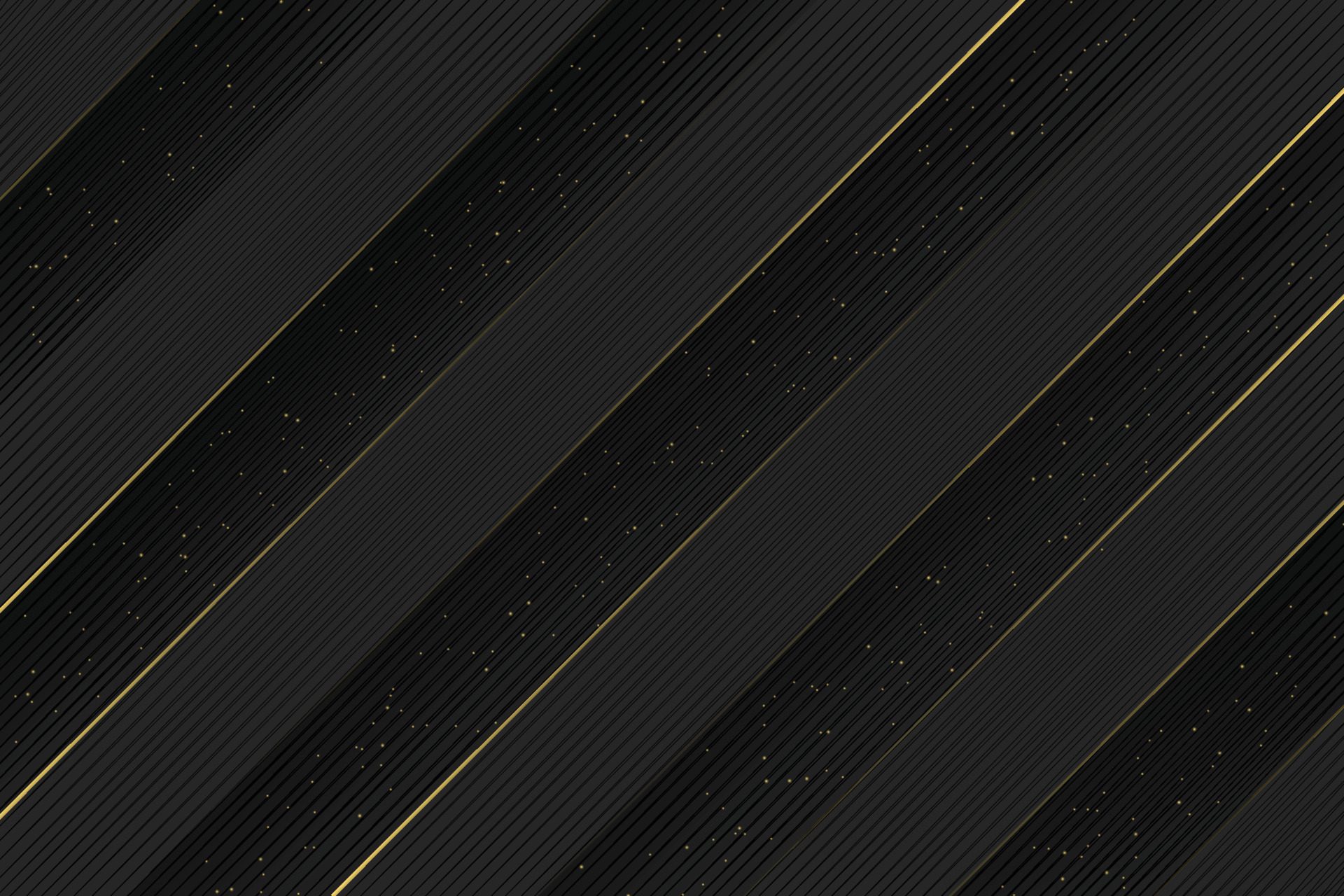 Gold glittering diagonal lines pattern on black background. Stylish background design in minimalist style Free Vector