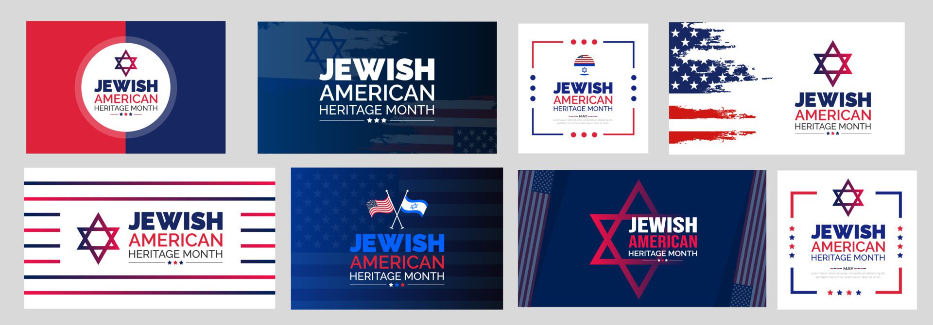 Jewish American Heritage Month background or banner design template set celebrated in may Free Vector