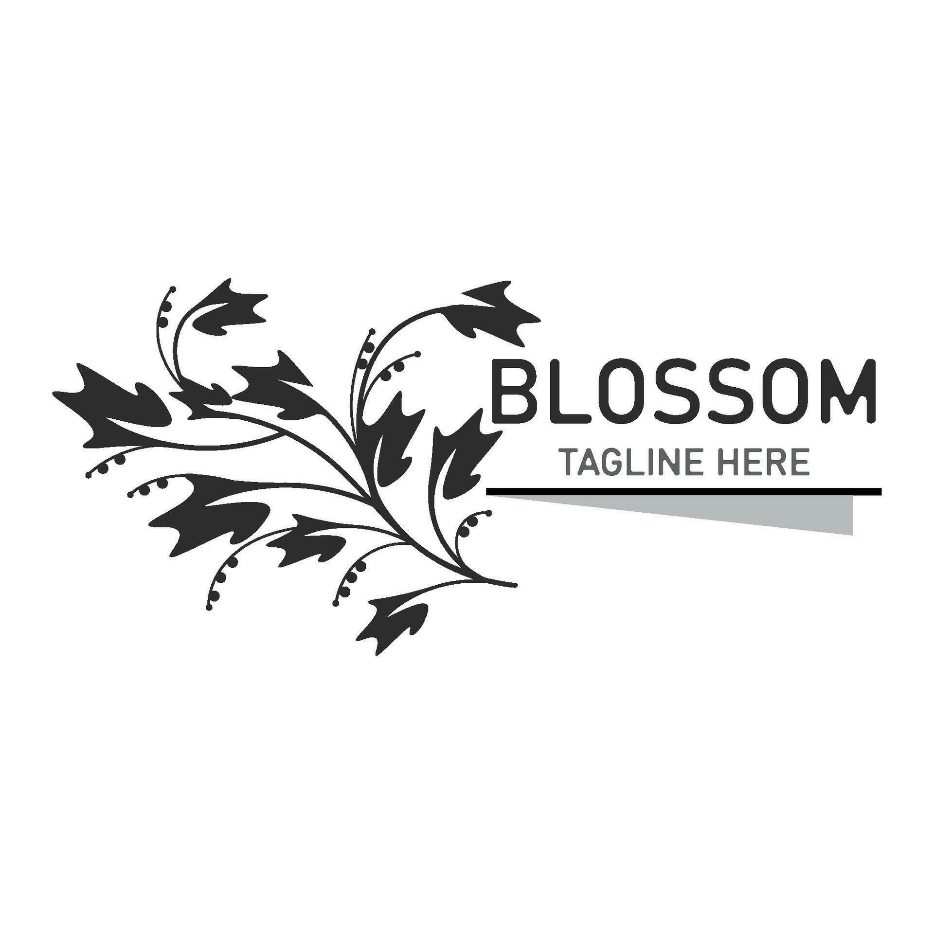 Blossom floral beautiful leaf and flower vector art, icon graphic decoration business wedding template Stock Free