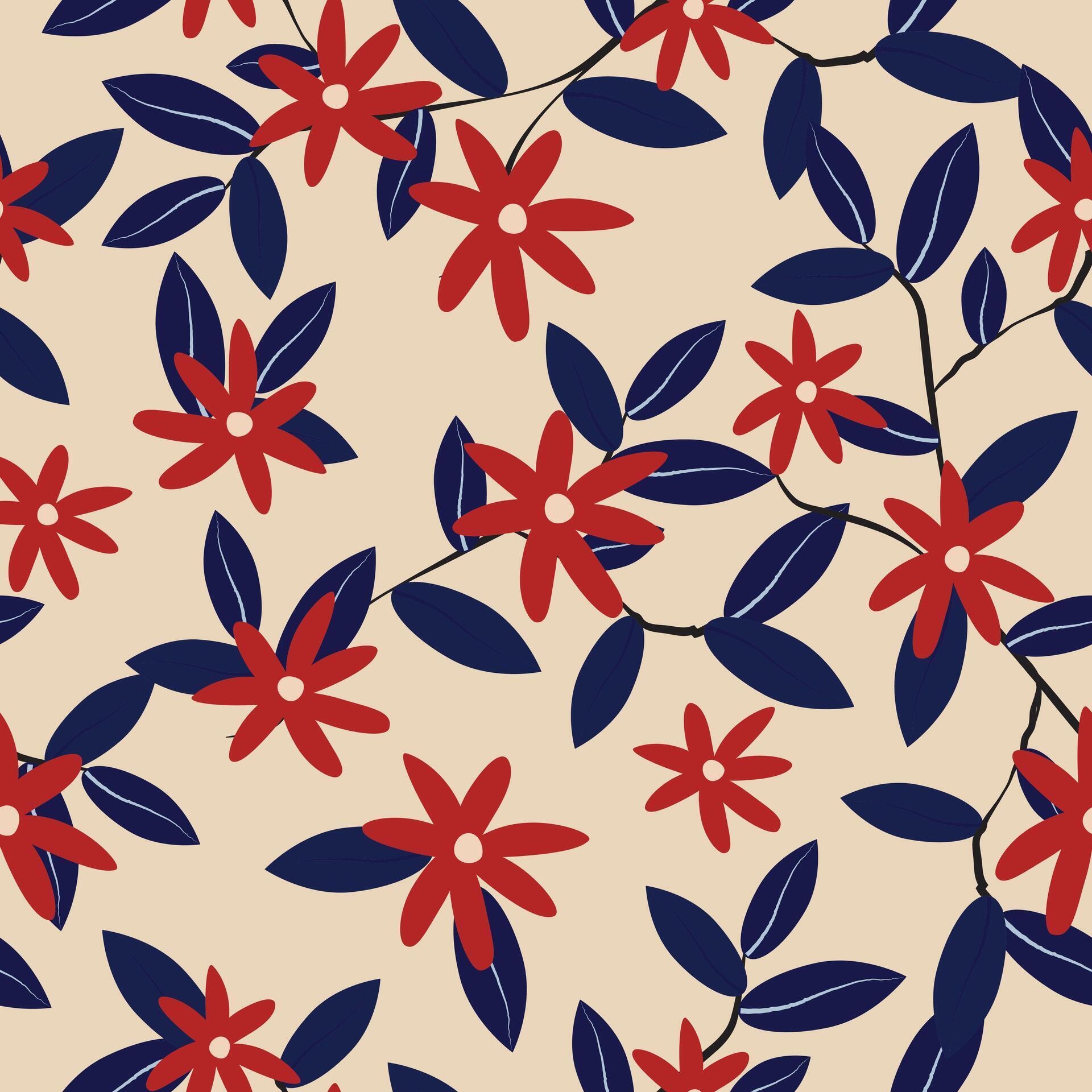 Seamless beautiful hand drawn flowers pattern Stock Free