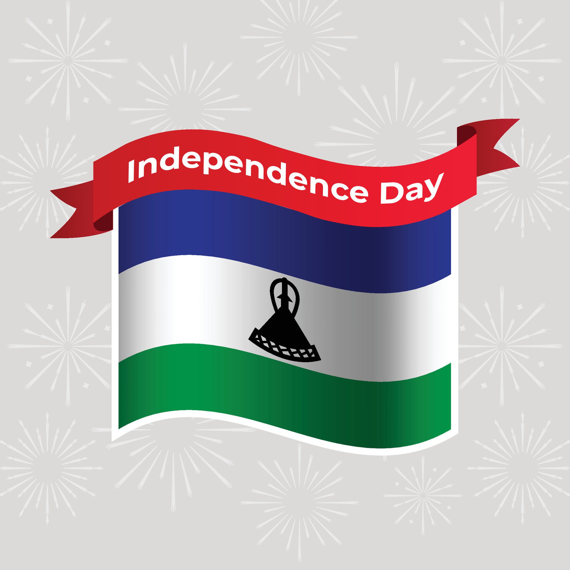 Lesotho Wavy Flag Independence Day Banner Background Free Vector