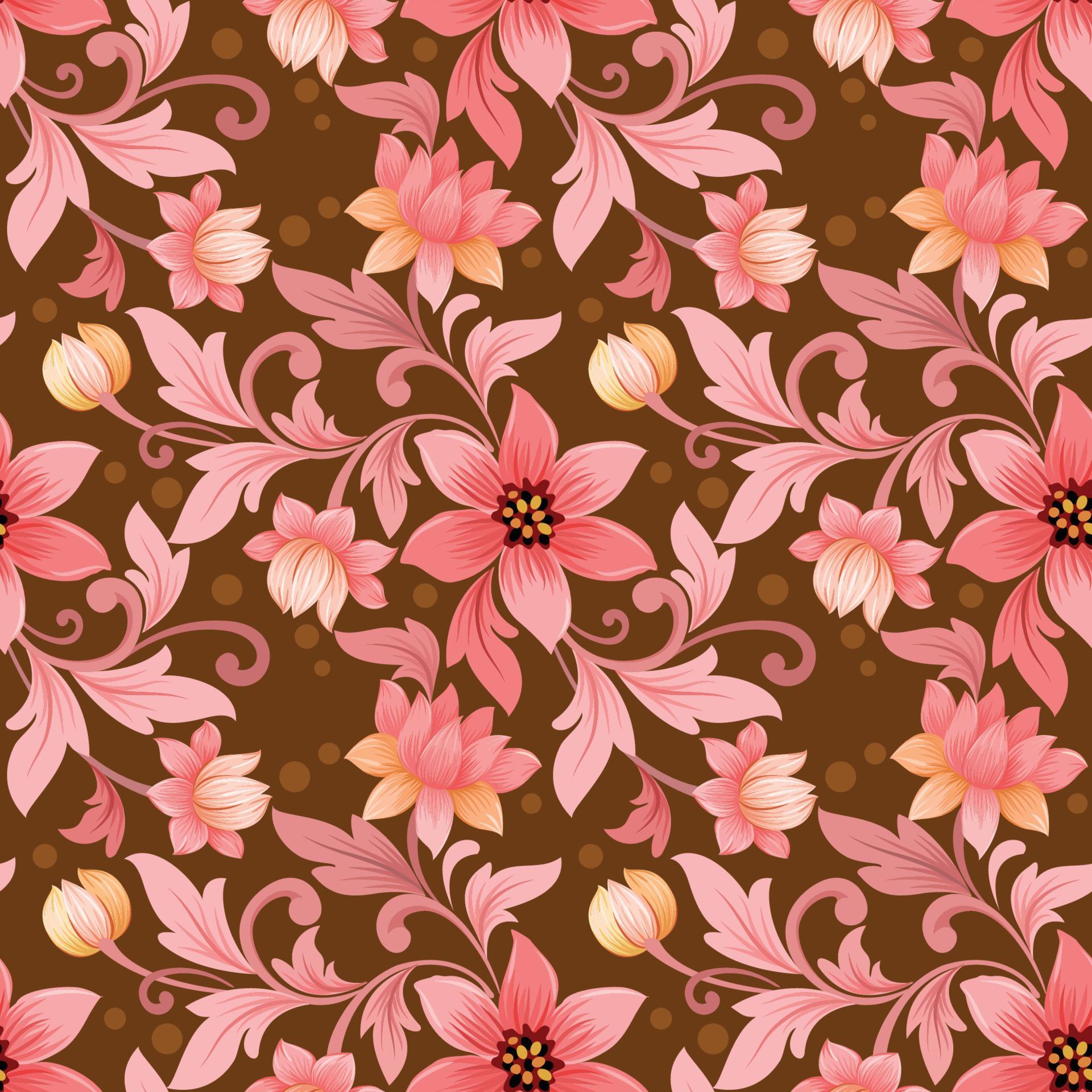 monochrome old rose color flowers seamless pattern. Stock Free