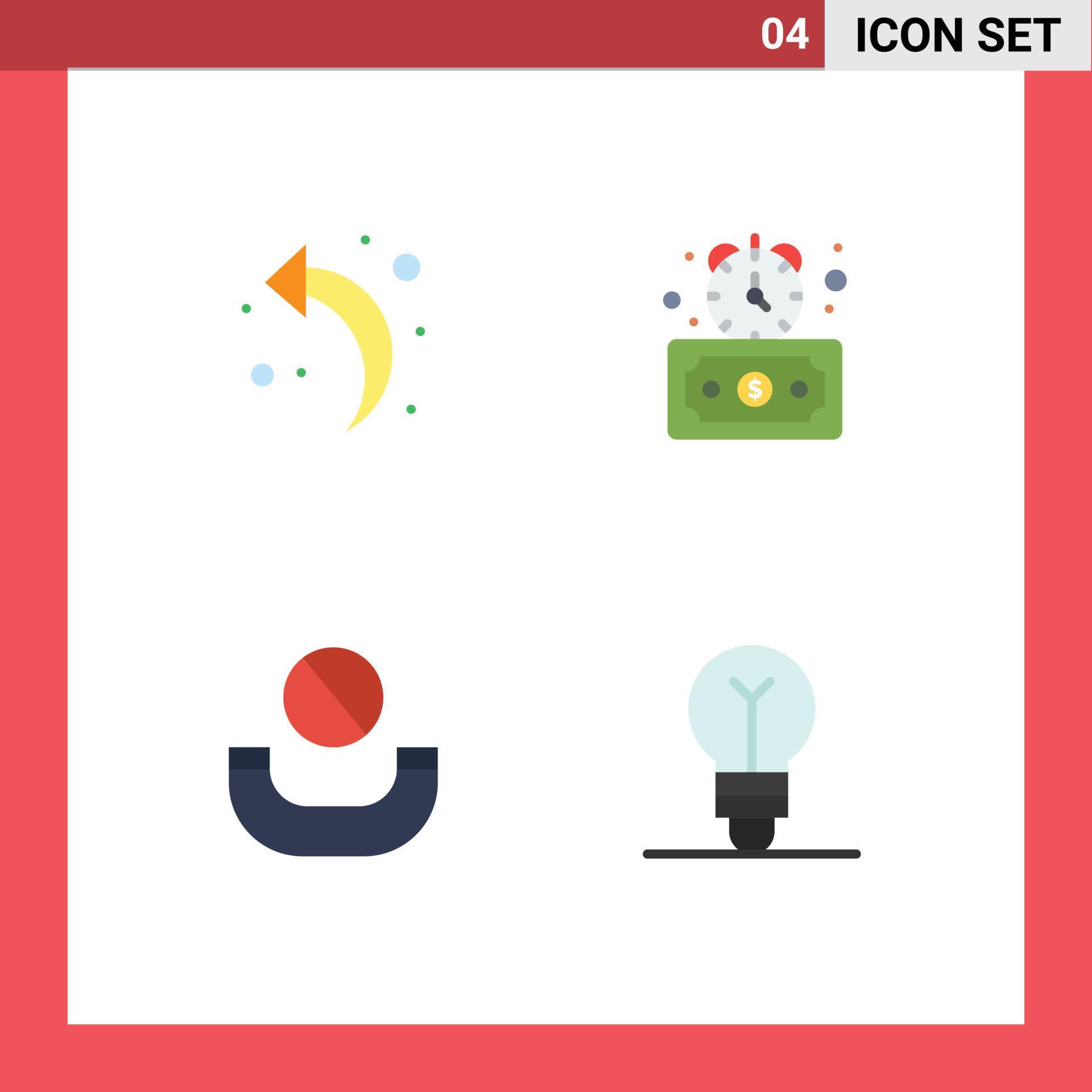 Mobile Interface Flat Icon Set of 4 Pictograms of arrow handset timer stopwatch creative Editable Vector Design Elements Stock Free