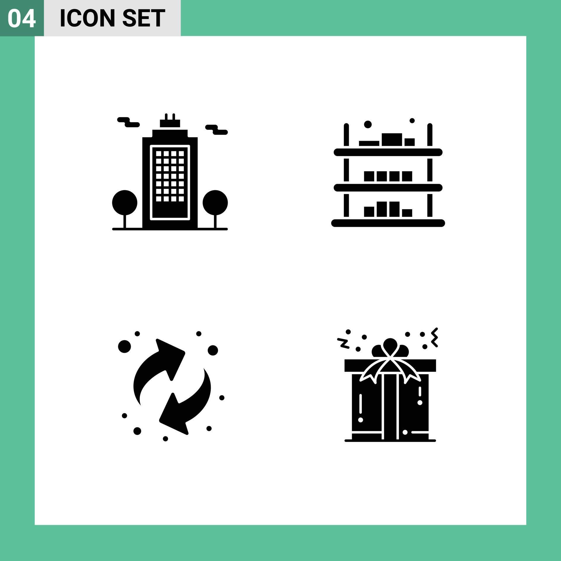 4 Universal Solid Glyphs Set for Web and Mobile Applications building arrows environment raft resources Editable Vector Design Elements Stock Free