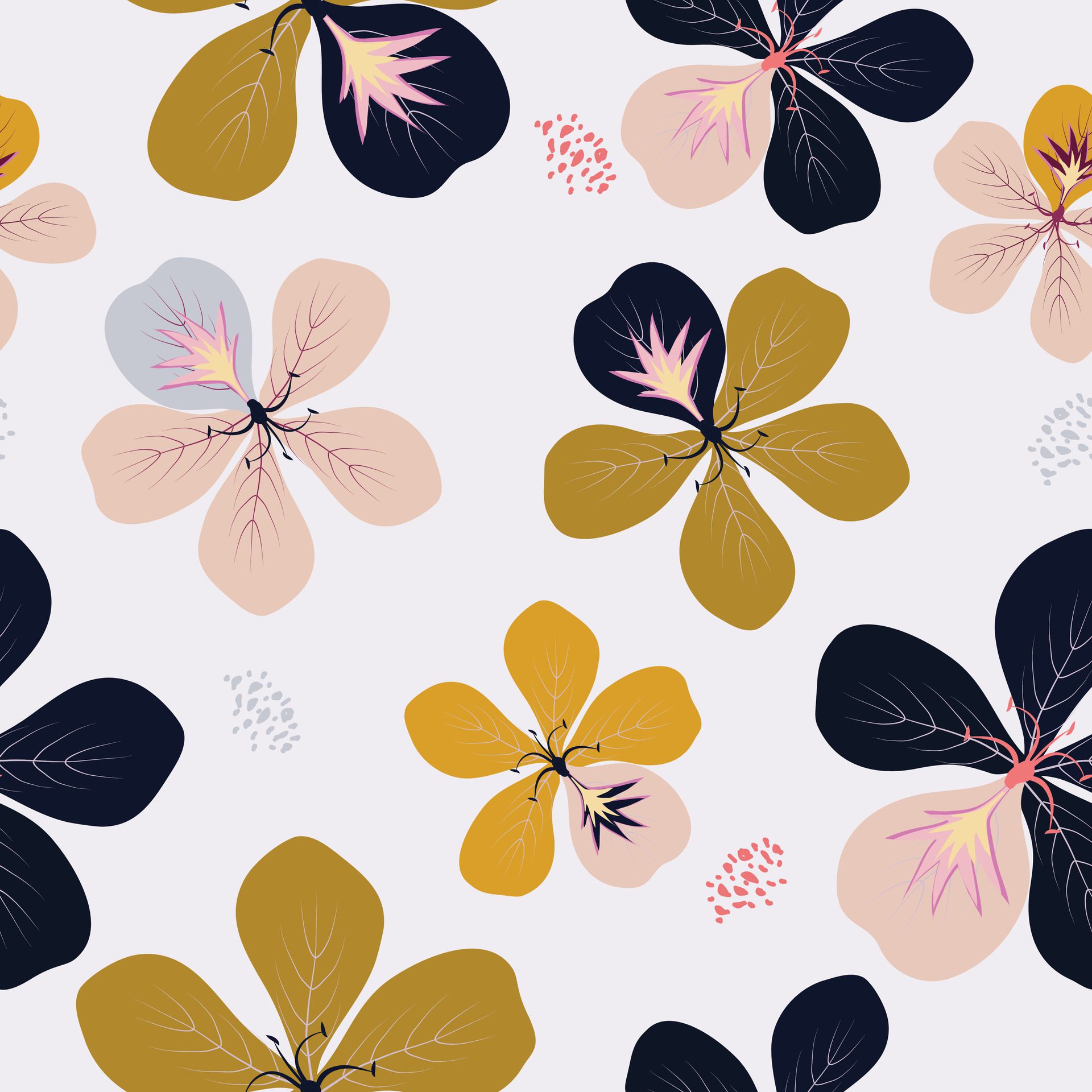 Seamless beautiful hand drawn flowers pattern background Free Vector