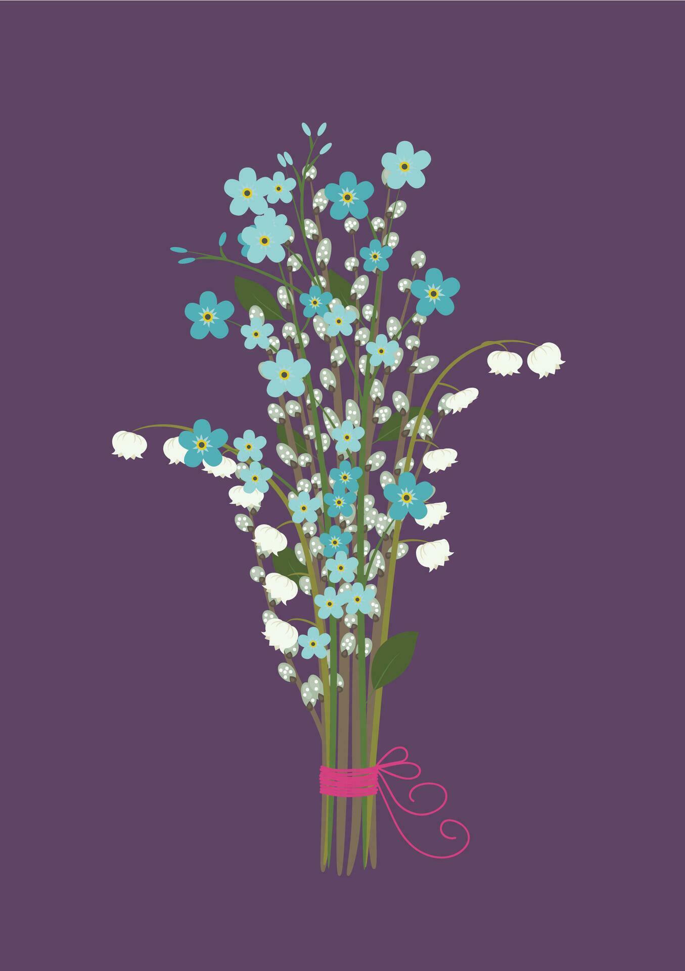 Spring flowers bouquet. dark backgound vector illustration Stock Free