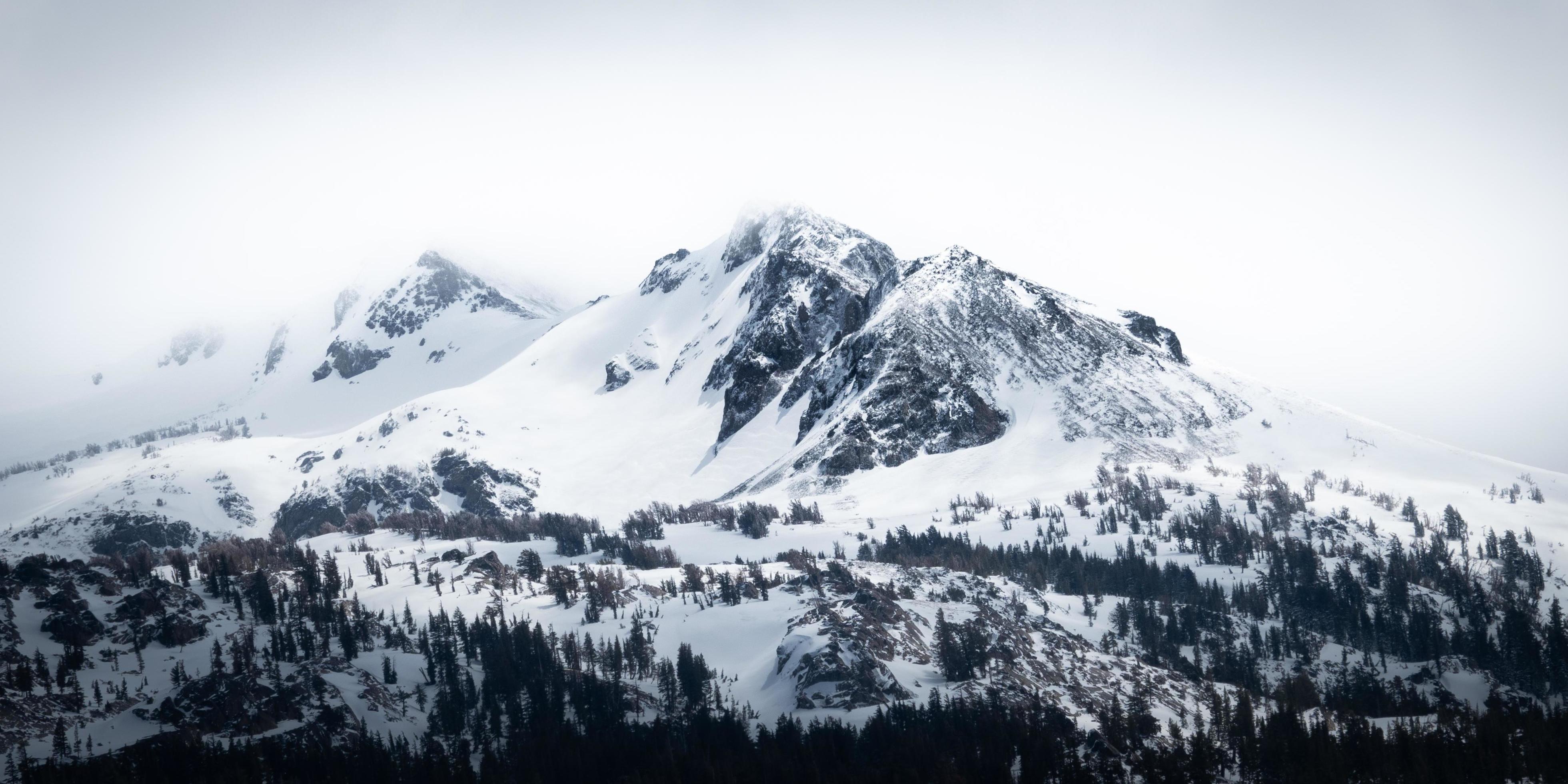 A lone, snowy mountain in the beautiful Tahoe National Forest in Northern California. Stock Free