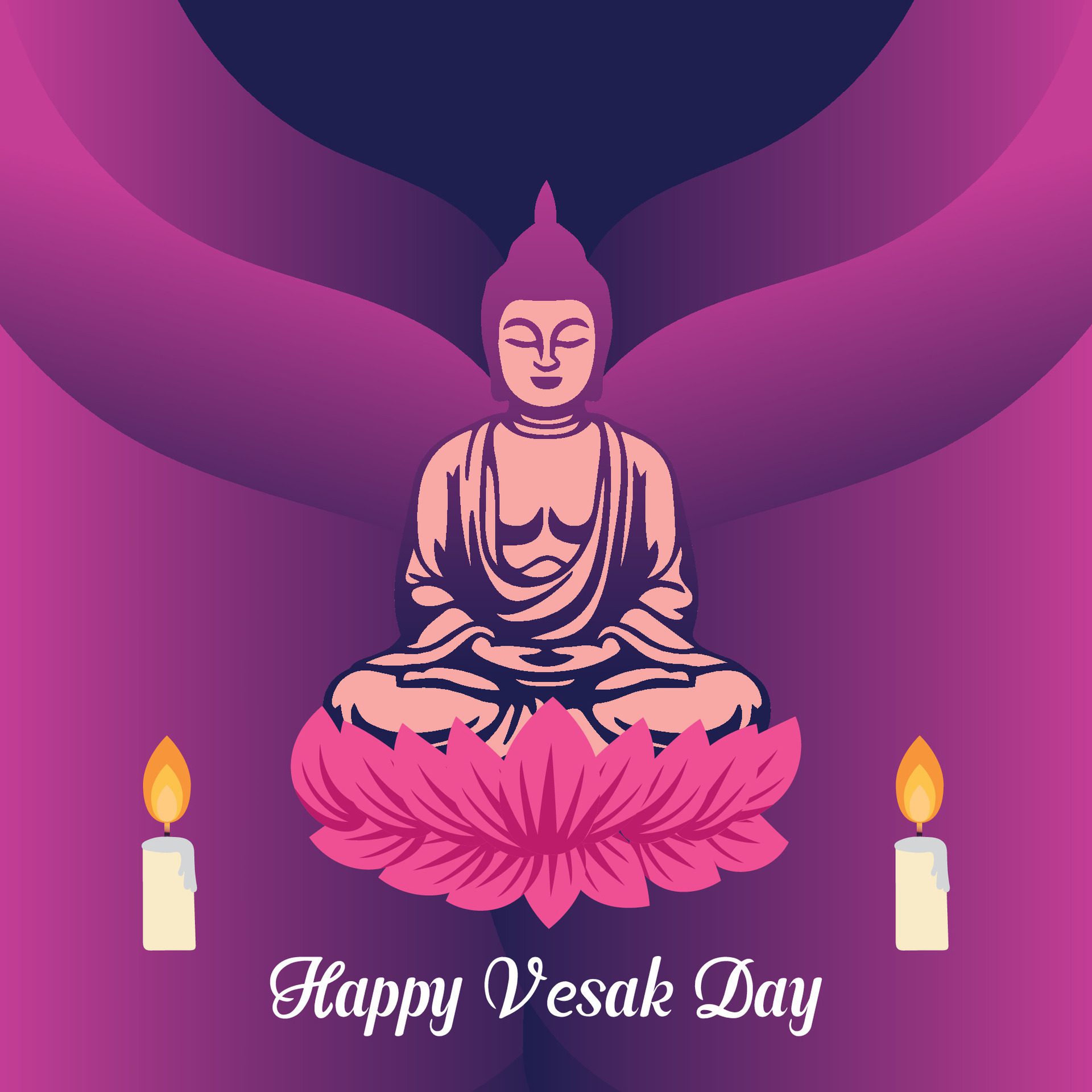 Flat vertical poster template for vesak day illustration festival celebration social media post and vesak day Banner Free Vector