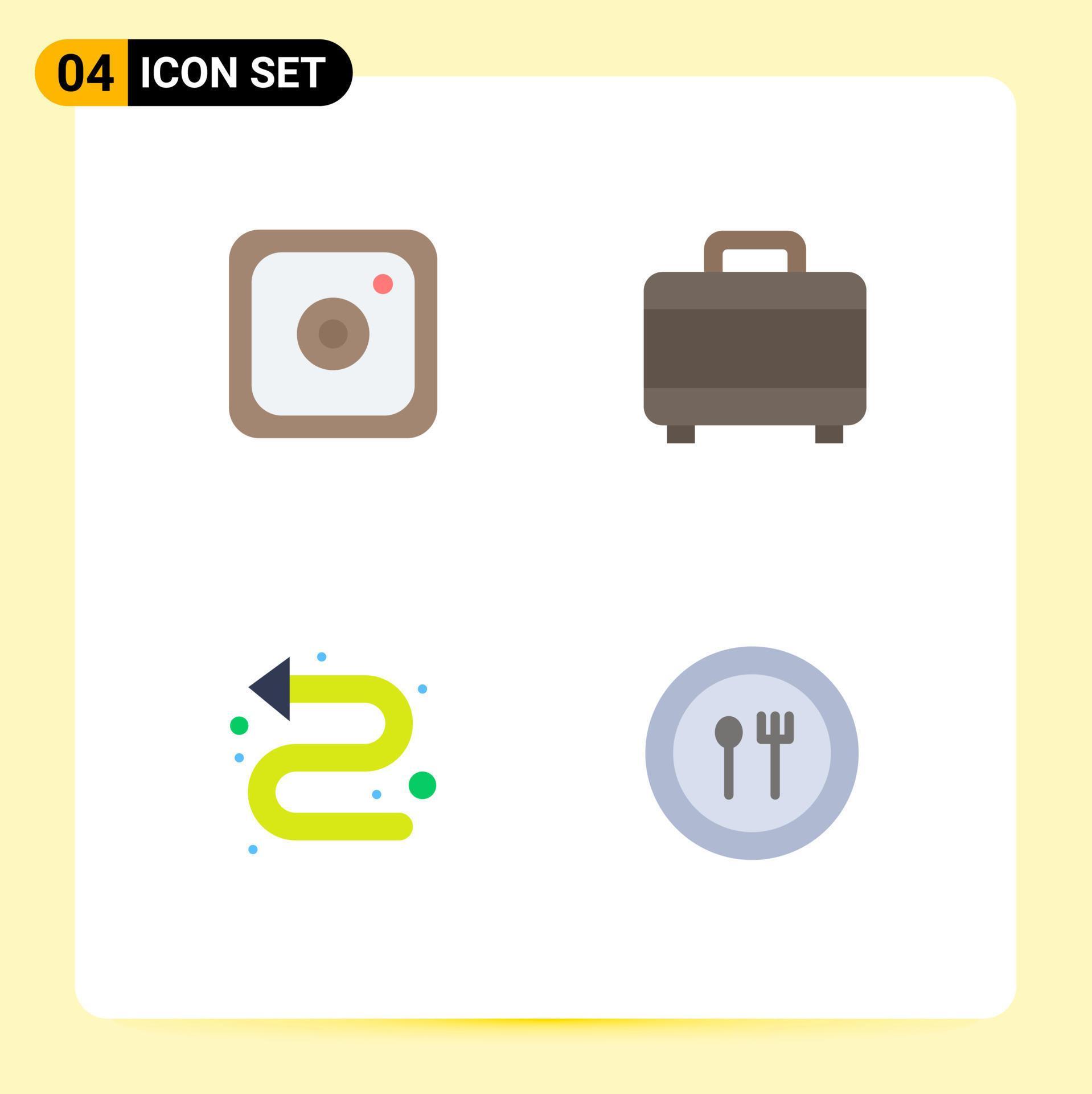 4 Universal Flat Icons Set for Web and Mobile Applications instagram left bag arrows fork Editable Vector Design Elements Stock Free and Free SVG