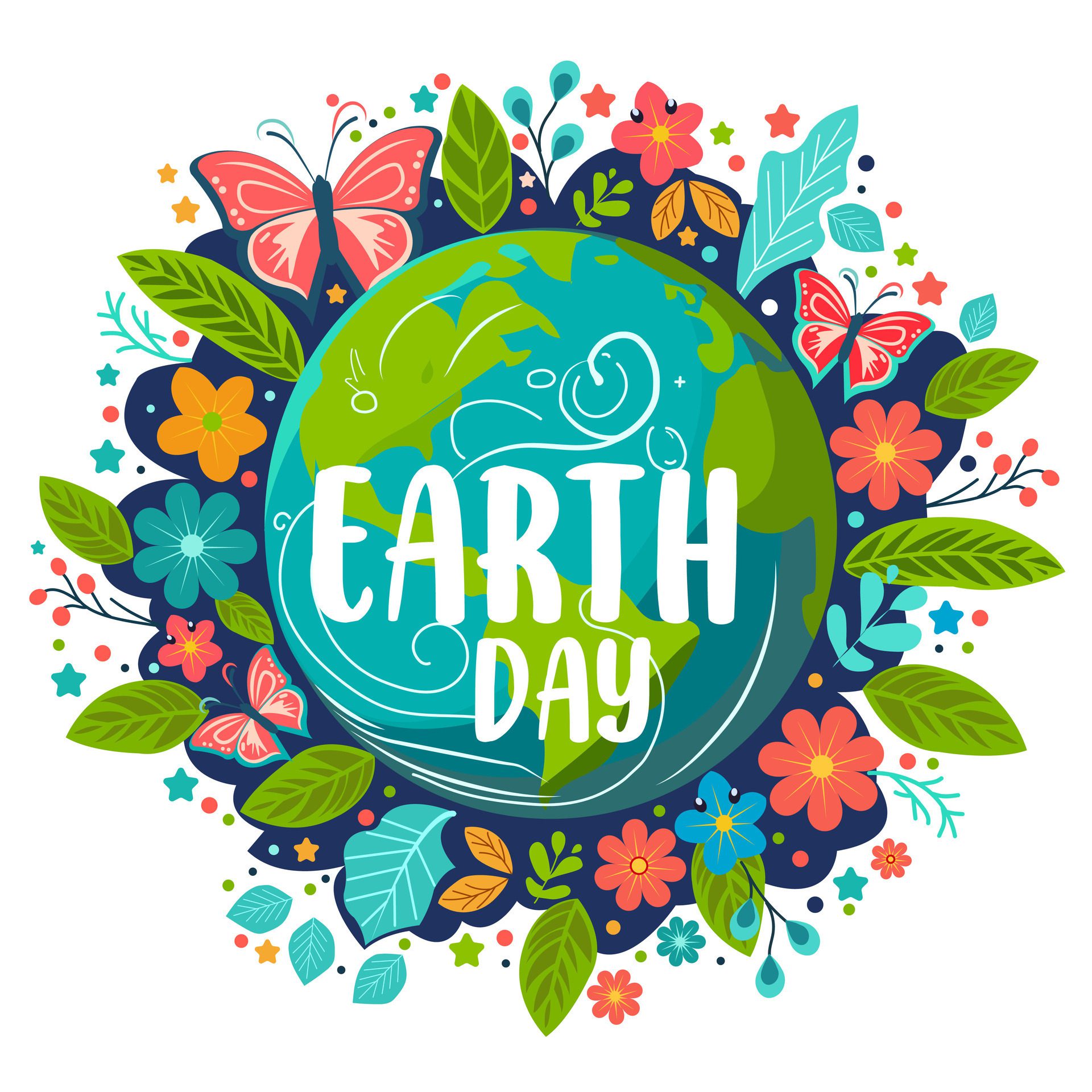 Happy earth day. 22 April. Eco illustration for social poster, banner or card on the theme of saving the planet. Free Vector