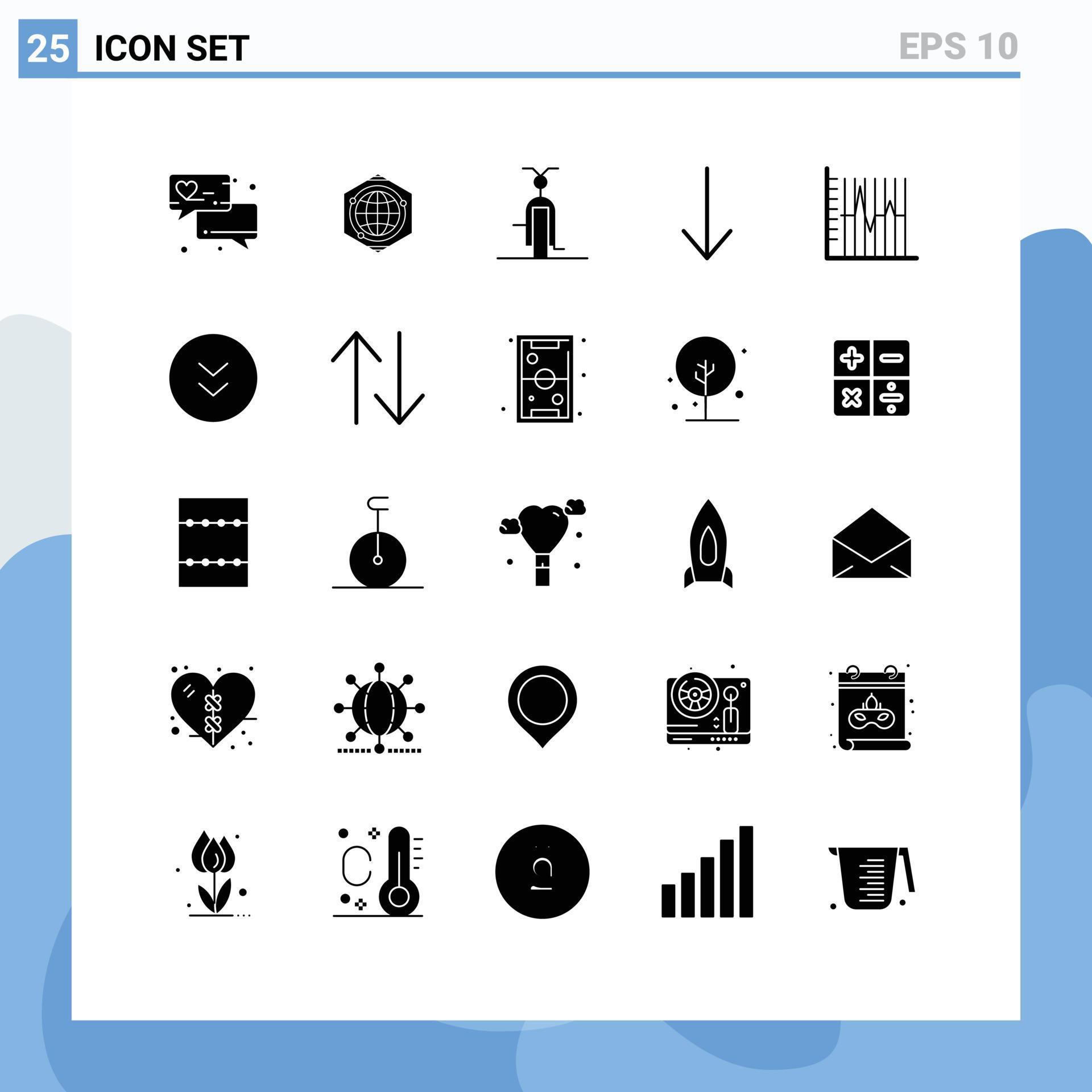 25 Thematic Vector Solid Glyphs and Editable Symbols of patient report filled progress arrow Editable Vector Design Elements Stock Free