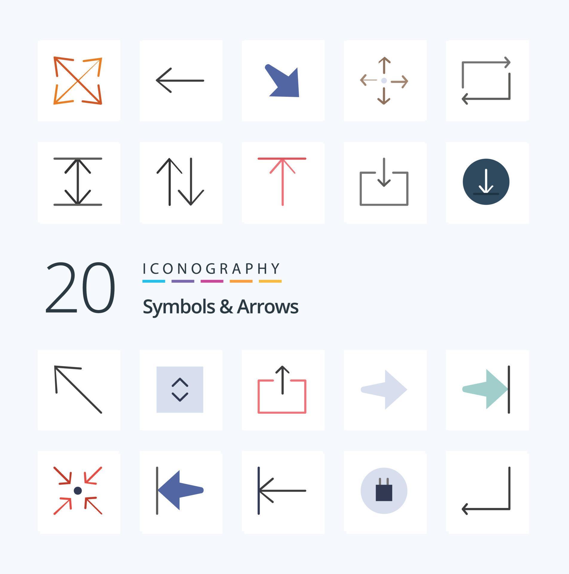 20 Symbols Arrows Flat Color icon Pack like arrow collapse send arrow end Stock Free