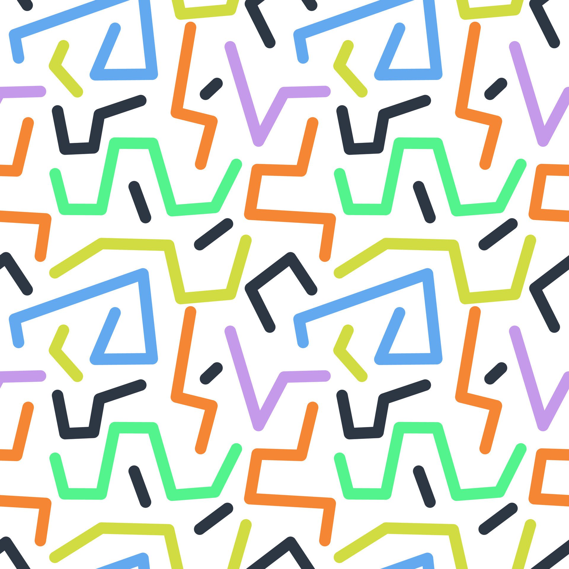 Fun colorful line doodle seamless pattern Free Vector